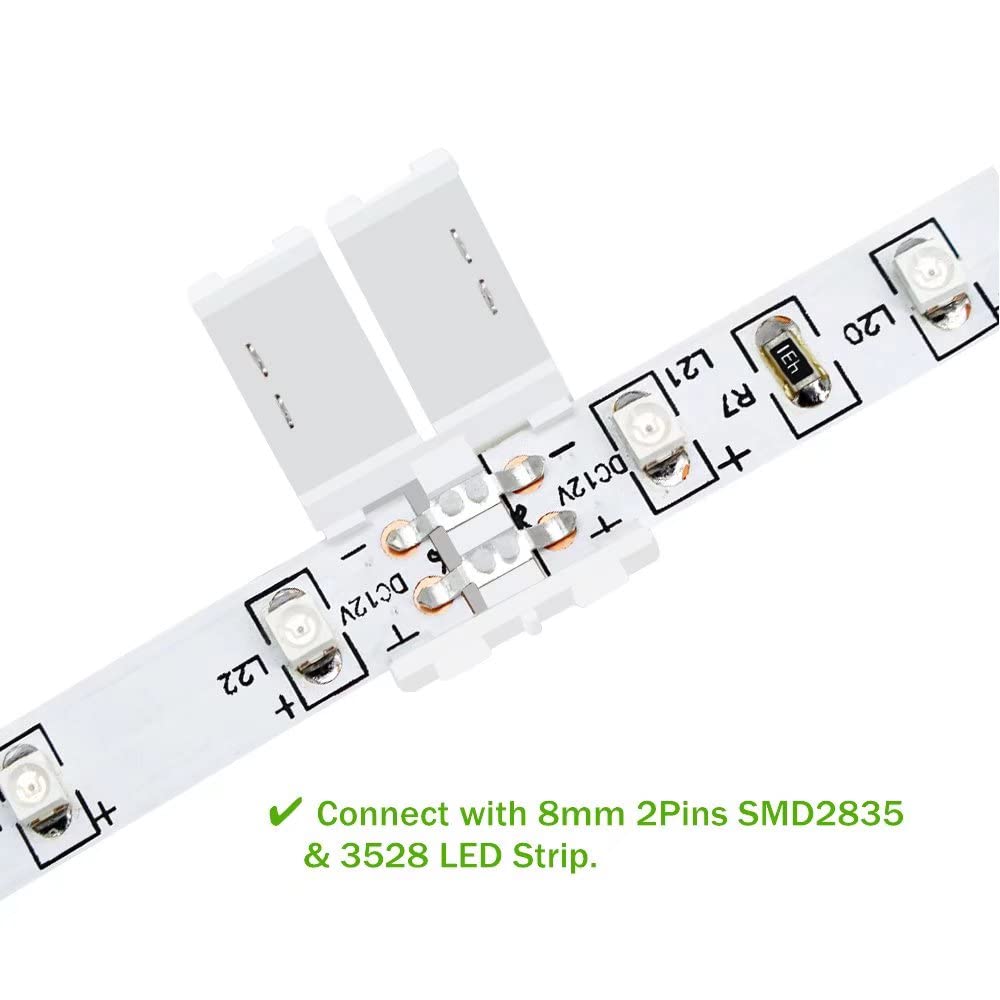 Lightingwill 10Pcs Pack Strip To Strip Unwired Gapless Solderless Snap Down 2Pin Conductor Led Strip Connector For 8Mm Wide 3528