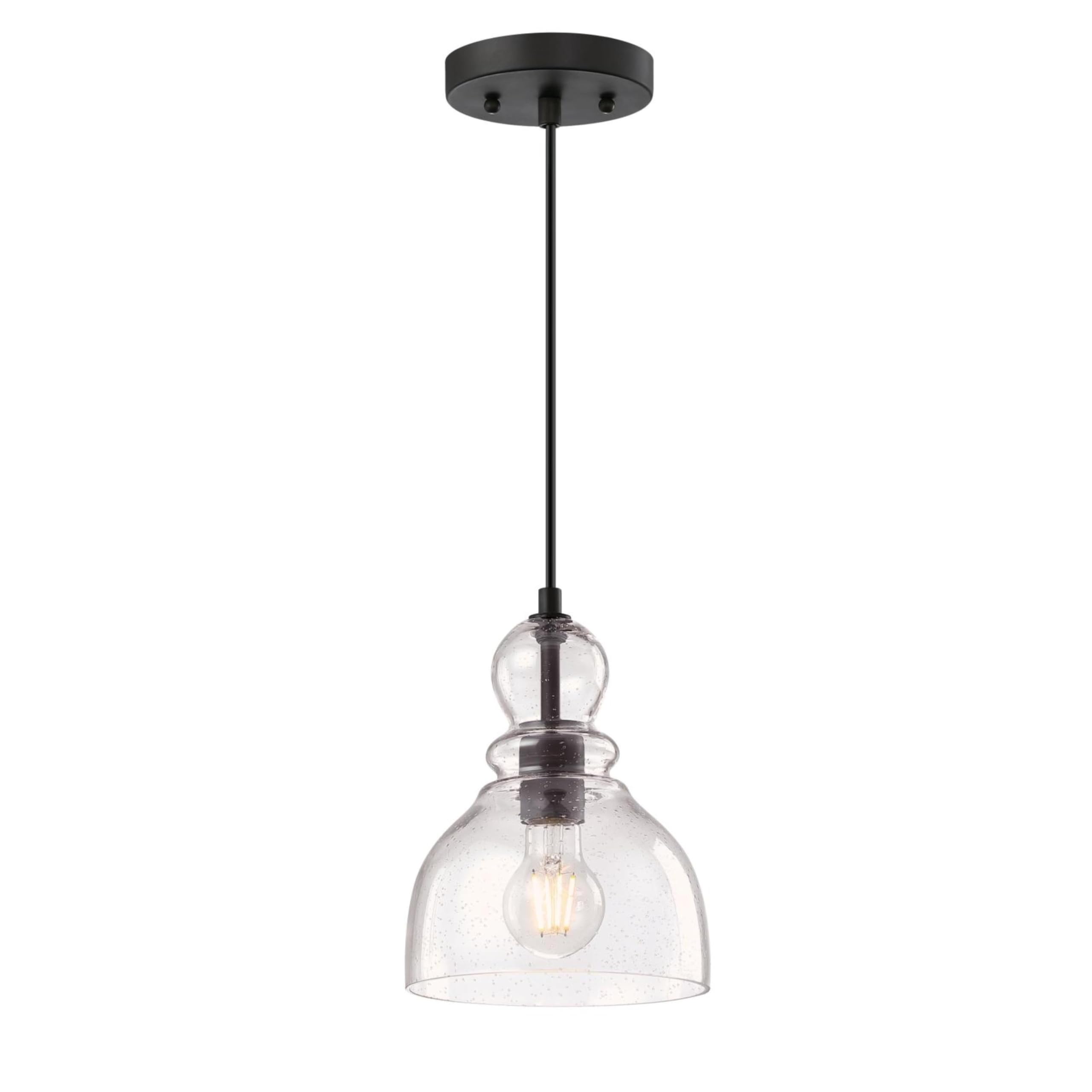Westinghouse 6132700 Fiona Traditional One Light LED Indoor Mini Pendant, Oil Rubbed Bronze Finish with Highlights, Clear Seeded