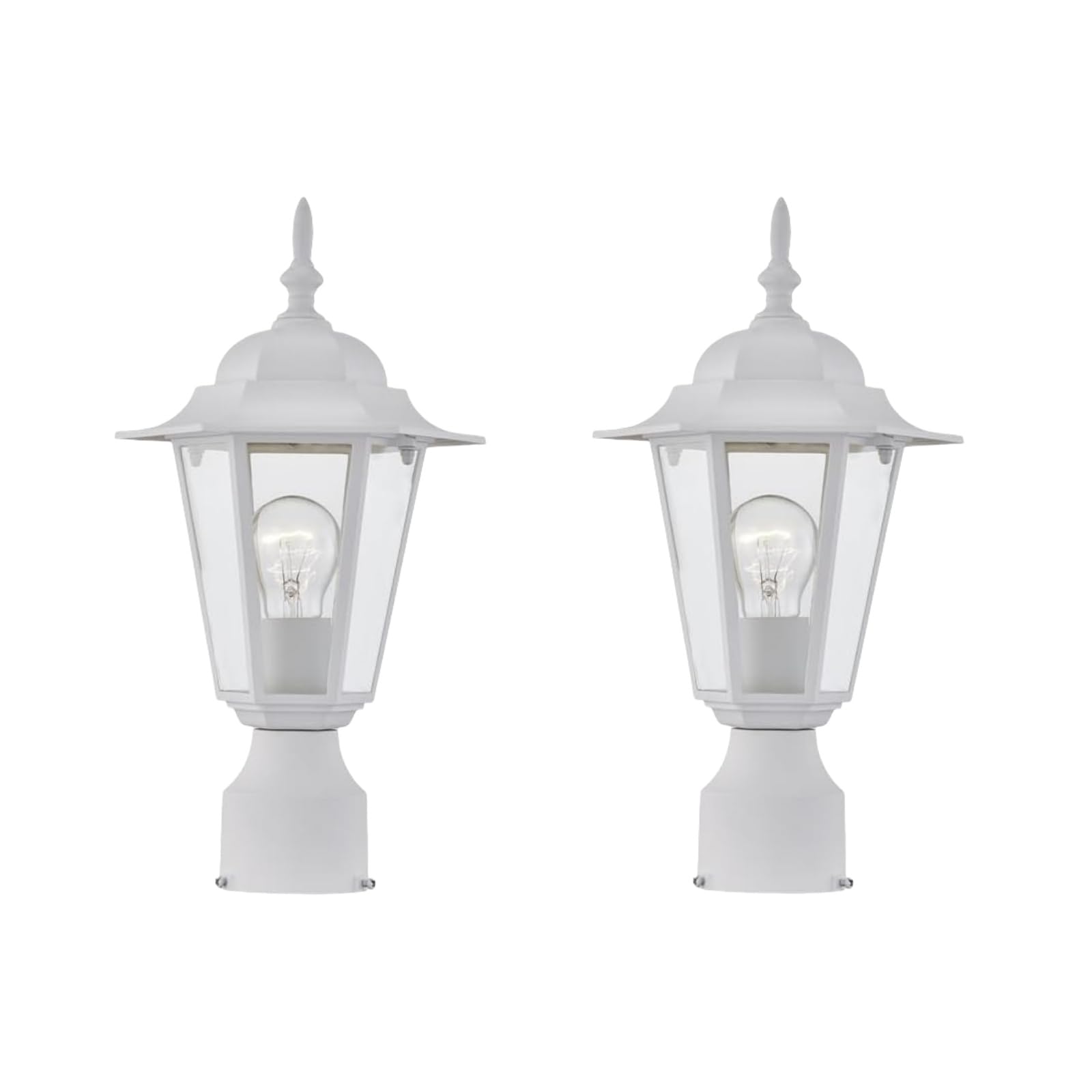 WISBEAM Outdoor Post Light, E26 Base 60W Max, Aluminum & Glass, Wet Location Rated, 2 Pack, White, Model WS-PL001