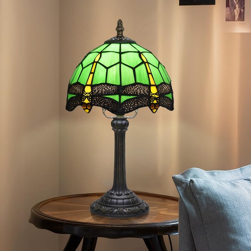 Tiffany Stained Glass Table lamp Retro Green Dragonfly Style Bedroom Bedside Table Living Room Dining Room Home Decoration Small