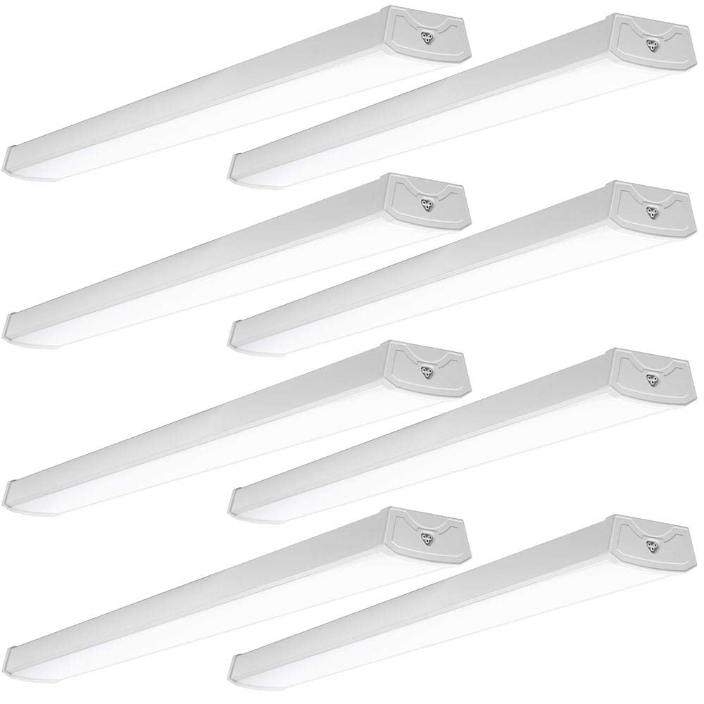 Sunco 8 Pack LED Garage Ceiling Lights Wraparound Fixture 4FT,Linkable Shop Light, 3500 LM, 40W=300W, 6000K Daylight Deluxe, Har