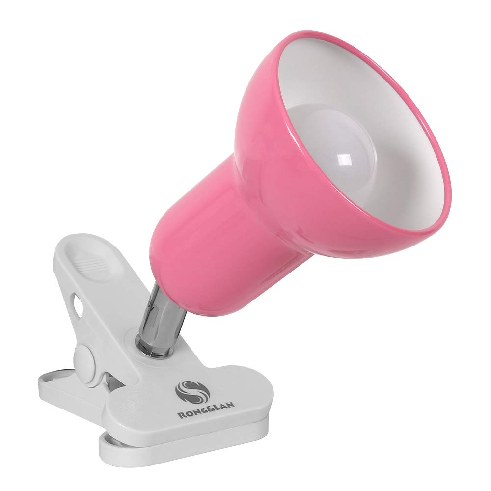 Sun-Rising Clip-on Lamp, 360° Rotation, Metal, 4.53inx4.53inx3.5in, Pink, Model SUN-88, Portable Reading Light for Desk/Bunk