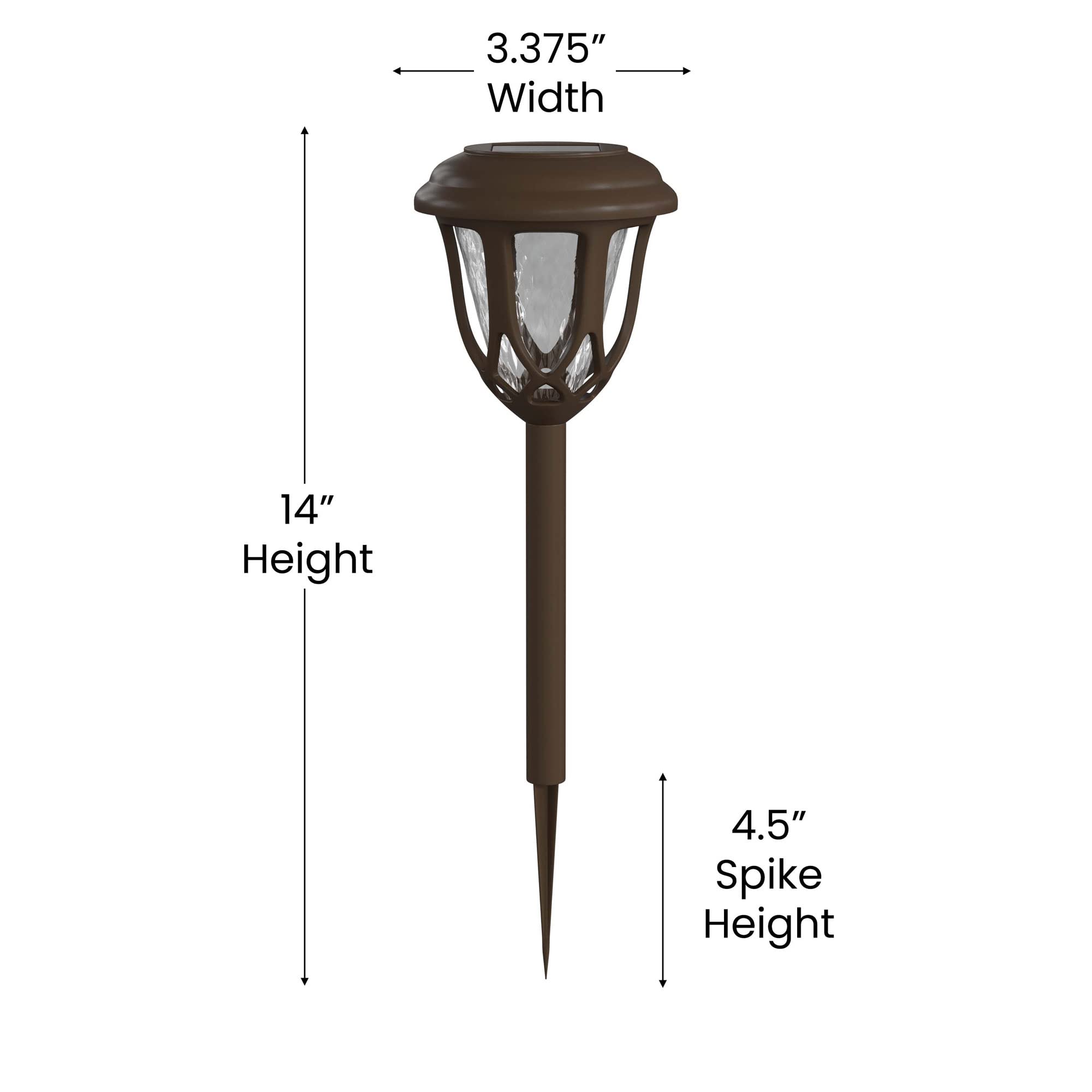 Flash Furniture Hess 8 Pack Led Solar Lights - All-Weather Brown Tulip Style Outdoor Solar Powered Lights - Landscape Lighting For Pathway, Garden, & Yard, 3.37X3.37X14, Brown