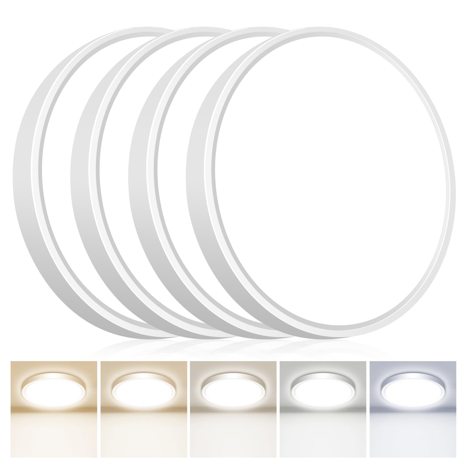 hepside 4Pack 12Inch LED Flush Mount Ceiling Light Fixture 5CCT 24W 2800LM Closet Light Fixture Small Round Slim Surface Ceiling Lamp for Hallway Bathroom Bedroom Kitchen Interior