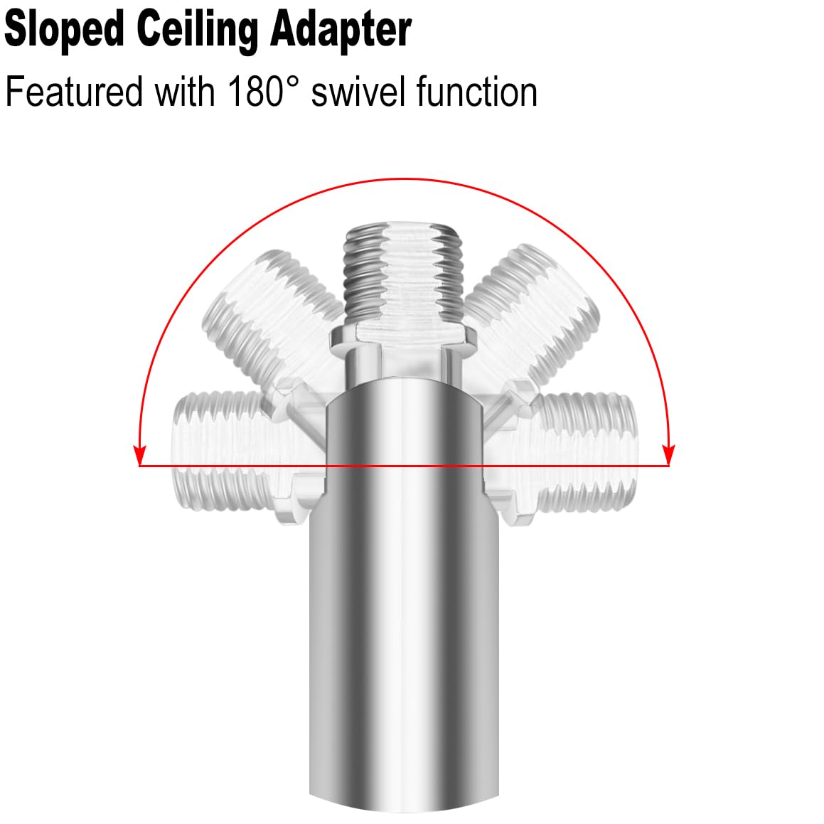 8 Pieces M10 Threaded Extension Poles Lighting Fixture Downrods Stems & 180 Degrees Sloped Ceiling Adapter Kits For Pendant Light  Island Lighting  Chandeliers (Chrome)