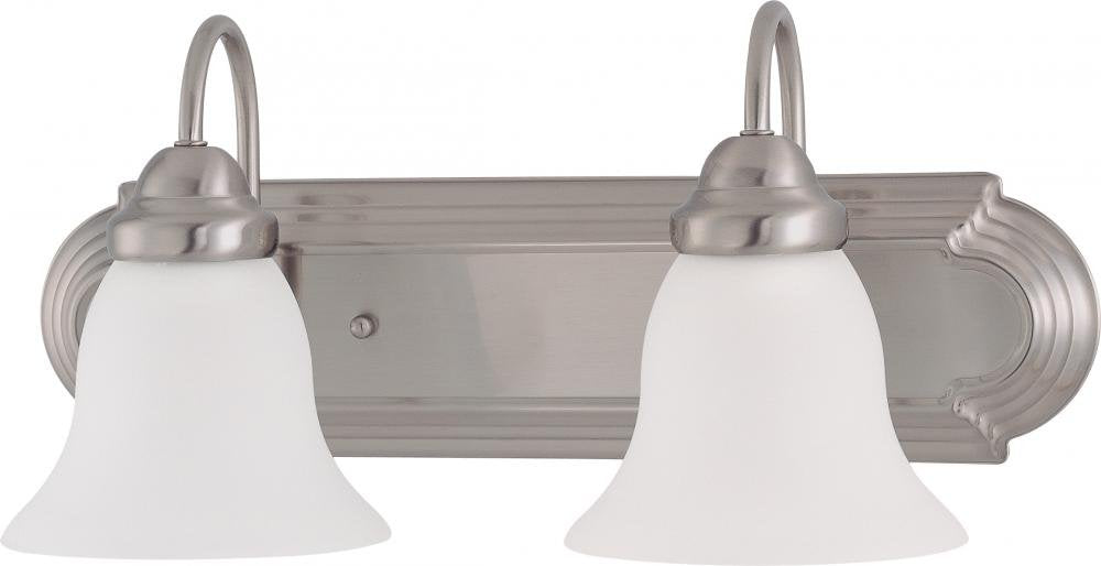 Nuvo 60/3278 Two Wall-Vanity Light Fixture, 2, Brushed Nickel/Frosted Glass