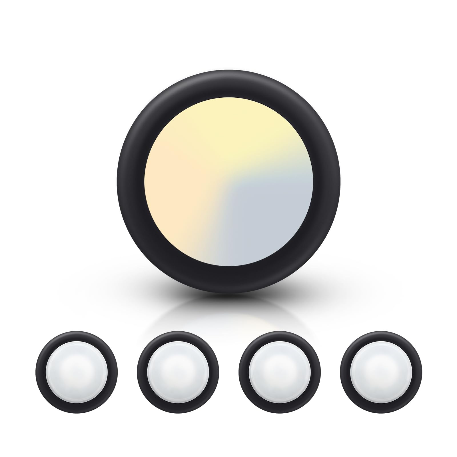 ECOELER 4 Pack Dimmable LED Disc Light, 3000K/4000K/5000K Selectable Surface Mount Ceiling Lighting, Black Aluminum Baffle Trim 