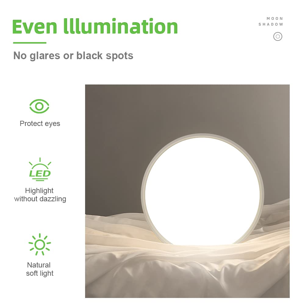 LightingWill LED Ceiling Light Fixture 15.7 Inch, 32W, 4000K Natural White, Modern Flat Round Design for Bedrooms, Hallway