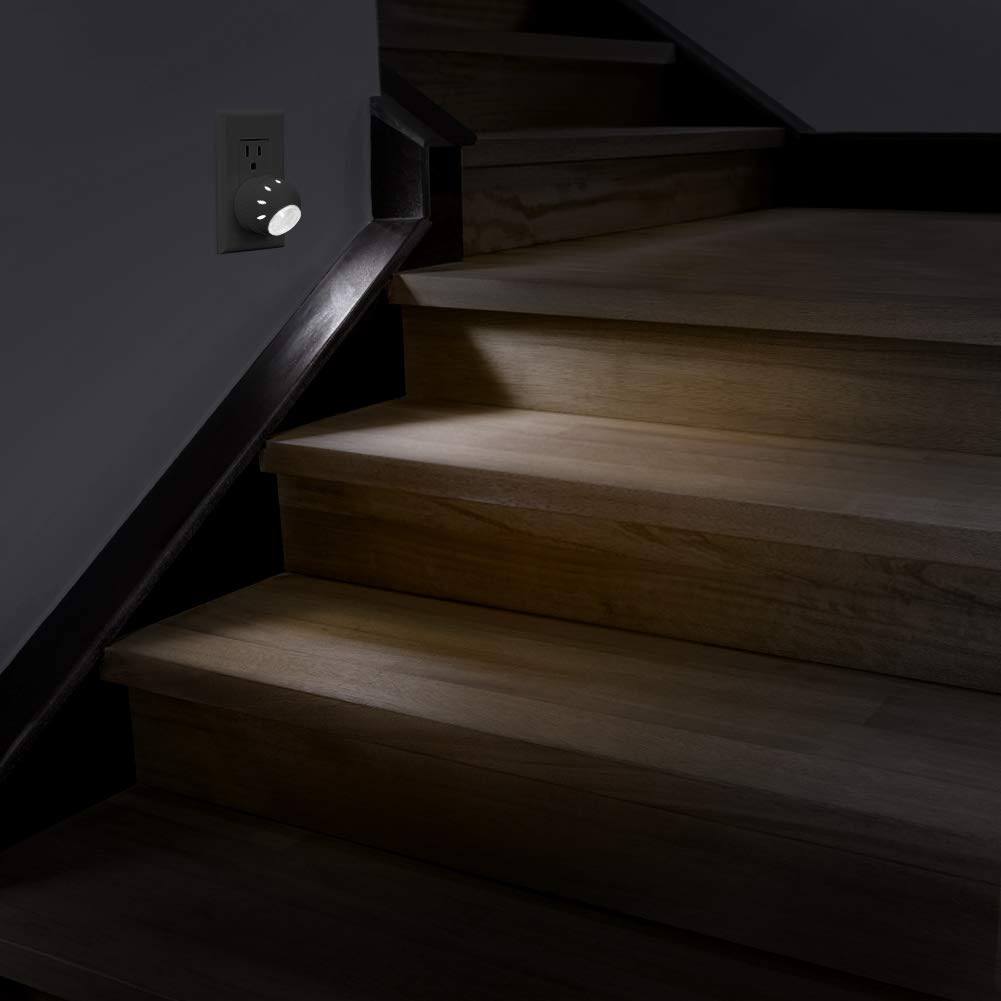 Emotionlite Plug-In Night Lights, Neutral White Led Nightlight, 360 Rotation, Dusk To Dawn Sensor, Kids, Adult, Bedroom, Hallway