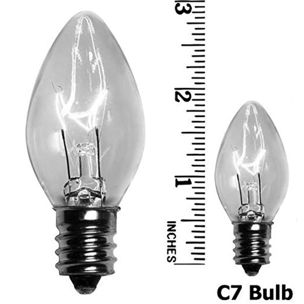 Goothy 25 Pack C7 Clear Replacement Bulbs, C7 Clear Light Bulbs For Christmas Outdoor Patio Indoor String Lights, C7/E12 Candela