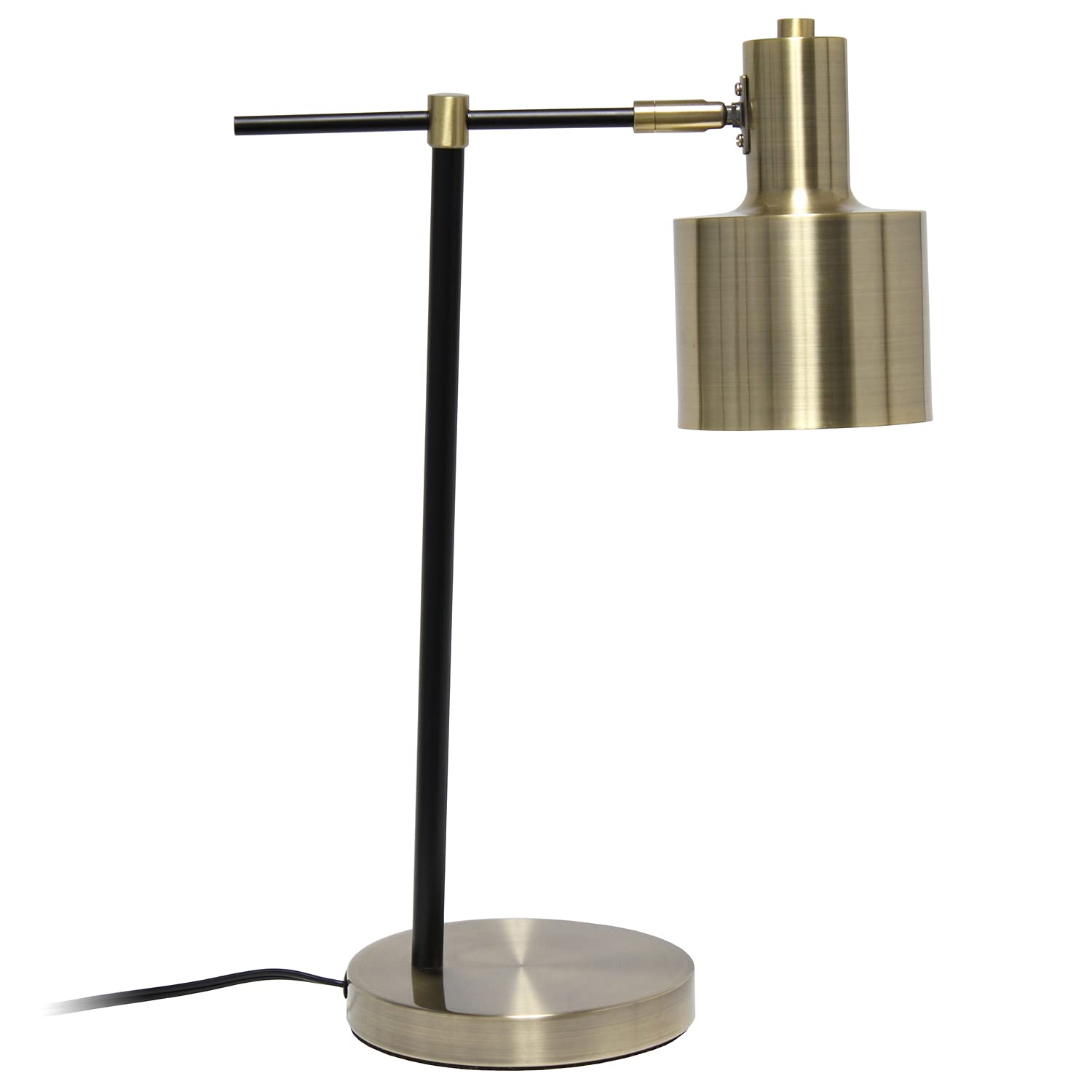 Lalia Home Mid Century Modern Industrial Metal Table Lamp With On/Off Rocker Switch - Antique Brass