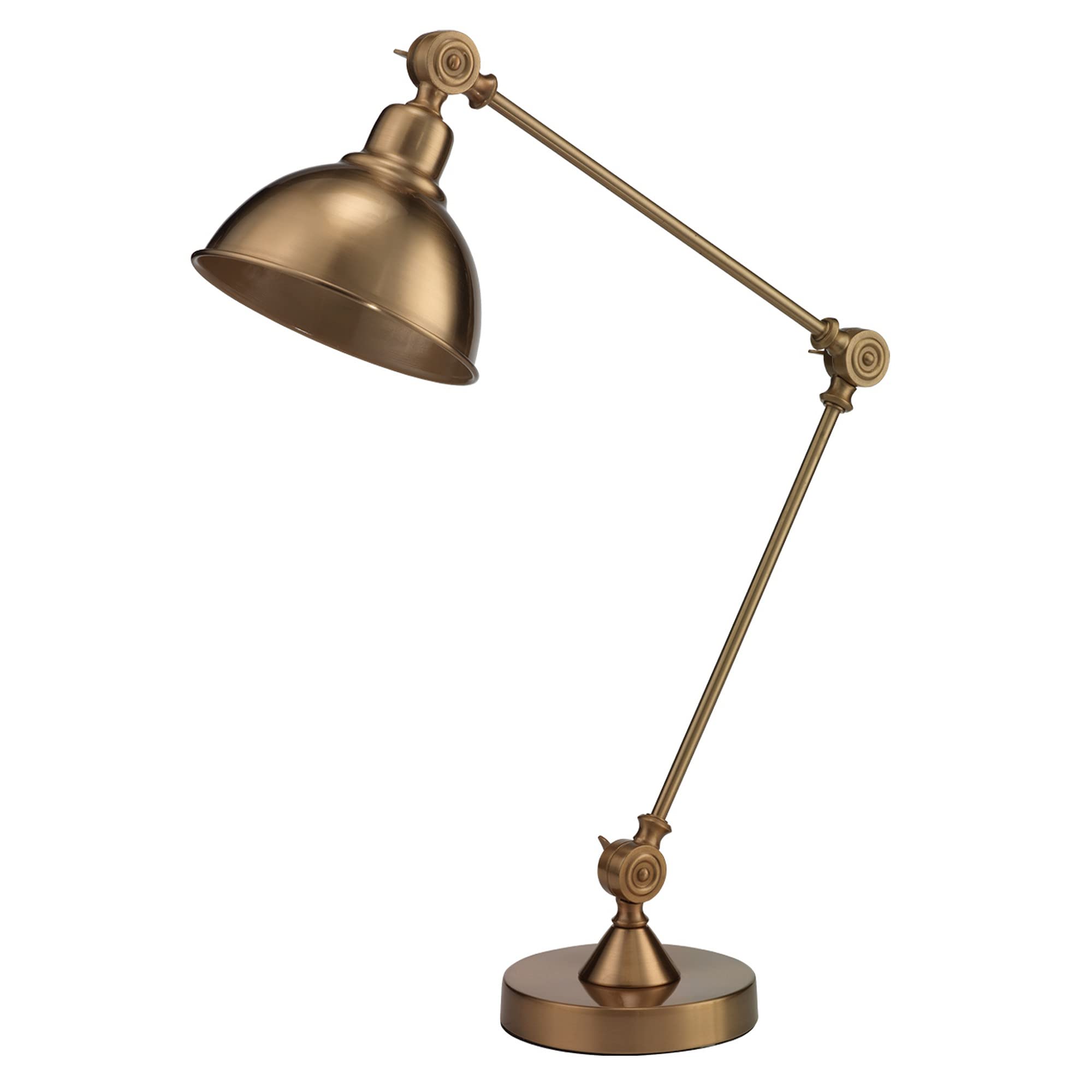 Benjara Table Lamp With Adjustable Tubular Metal Frame, Brass