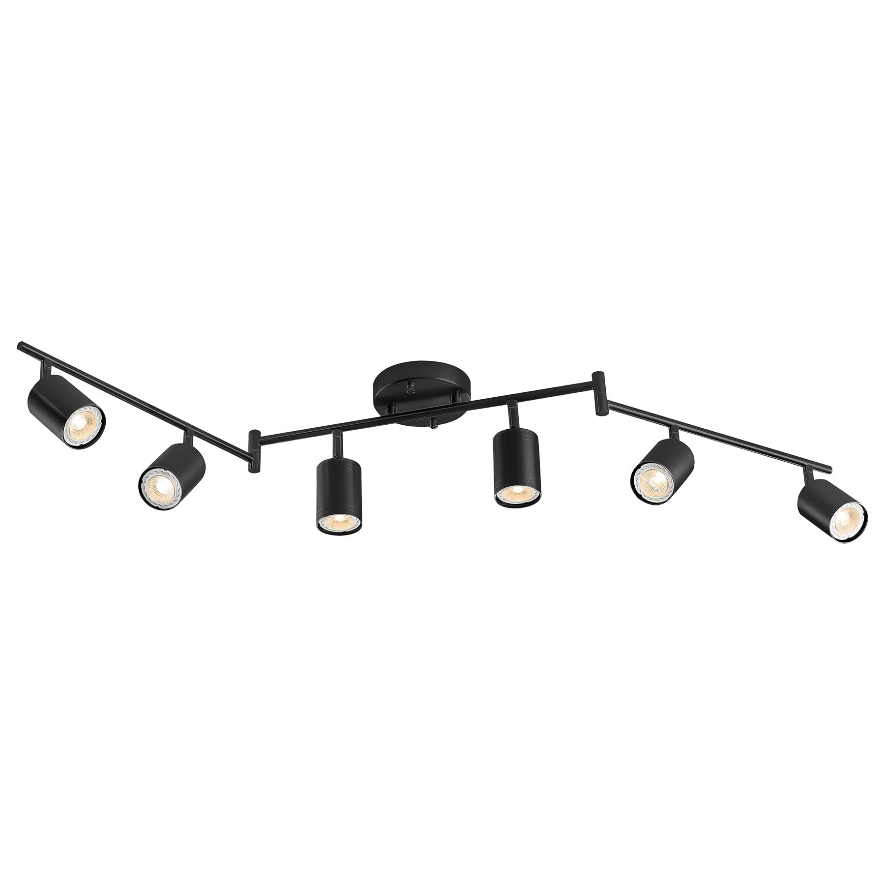 Vonluce 6 Light Track Light Fixture  Led Track Lighting Kit With Rotatable Track Heads  3-Color Gu10 Bulbs Included  Modern Ceiling Spotlight For Kitchen Office Closet Studio Bedroom  Black