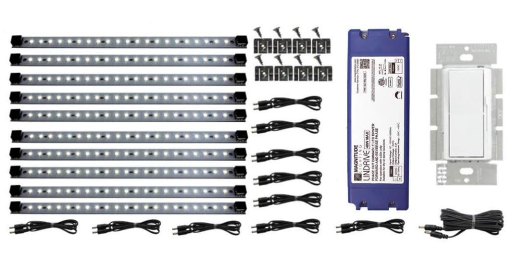 12V LED Hardwire Kitchen Light Kit with 10 Panels  Dimmable LED System Included Cool White ~ 6000 K Series  Under Cabinet Lights with 40W Driver