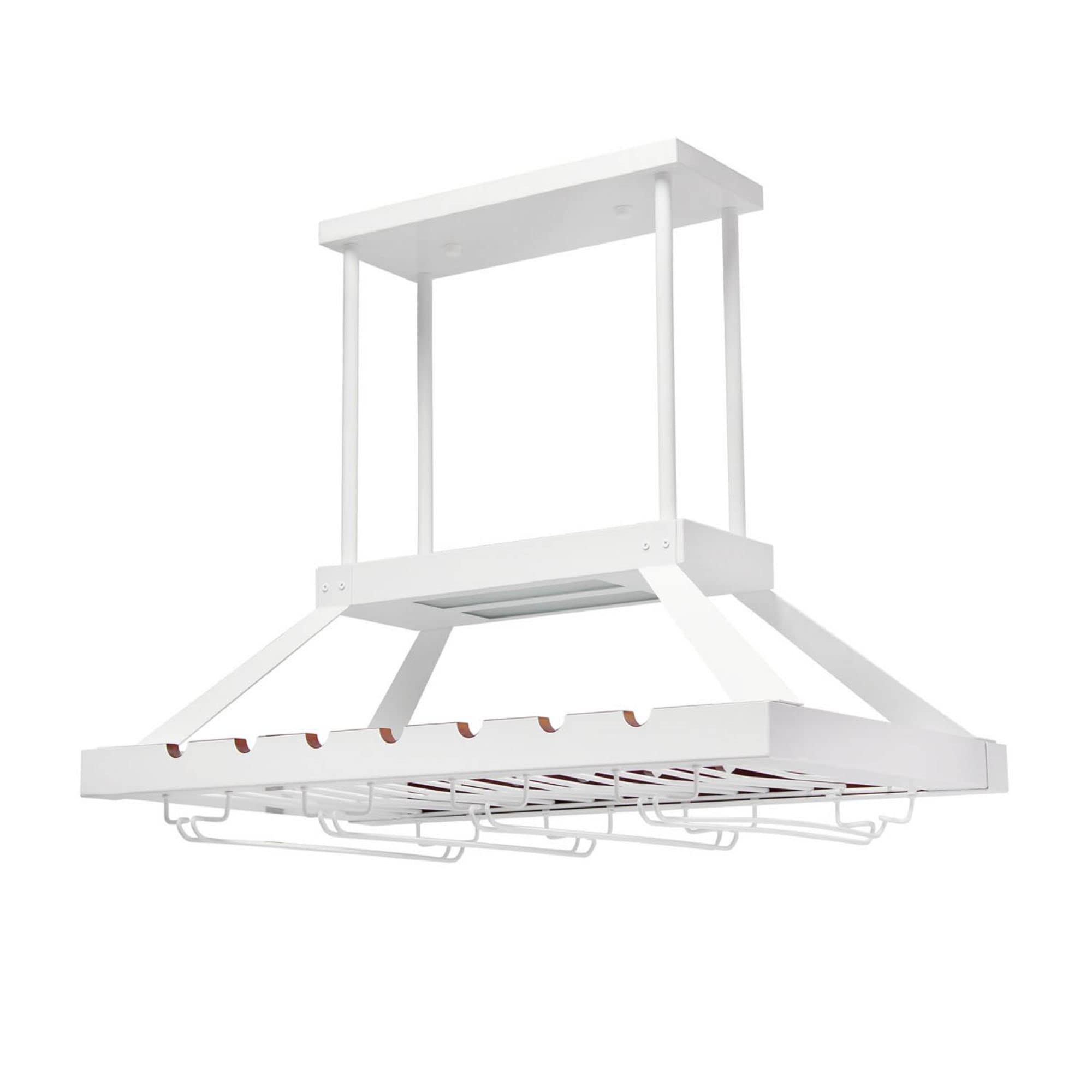 Elegant Designs Kitchen Hanging LED Light Pendant Chandelier, Steel, 36.25x21.5x49.13, White, Model WR1000-WHT