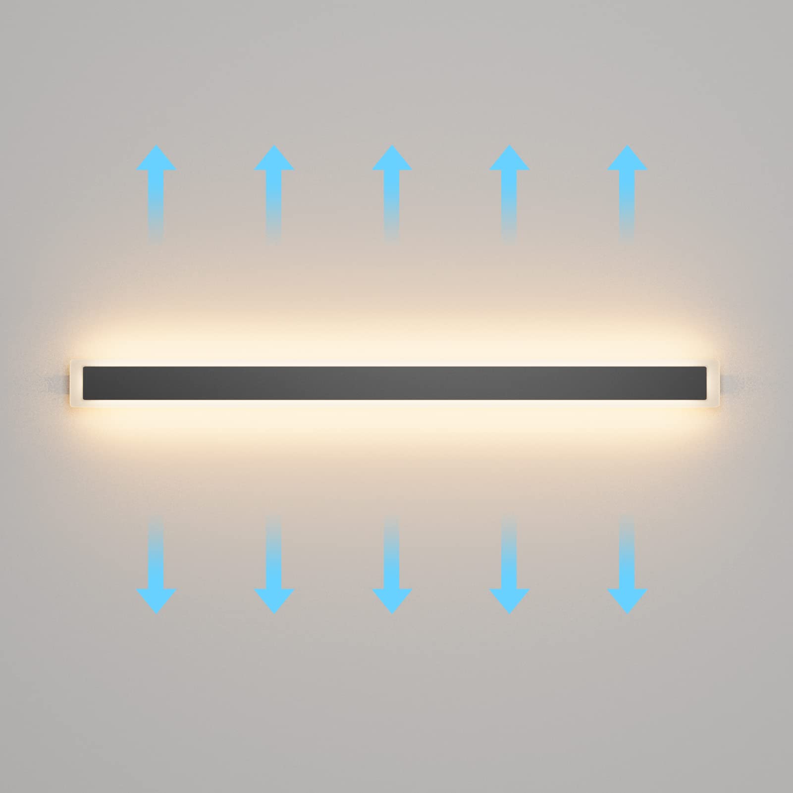 Aipsun Exterior Wall Lights 47.2Inch Long Strip Modern Outdoor Wall Sconce, Rectangular Black Led Wall Mount Lighting 3000K For