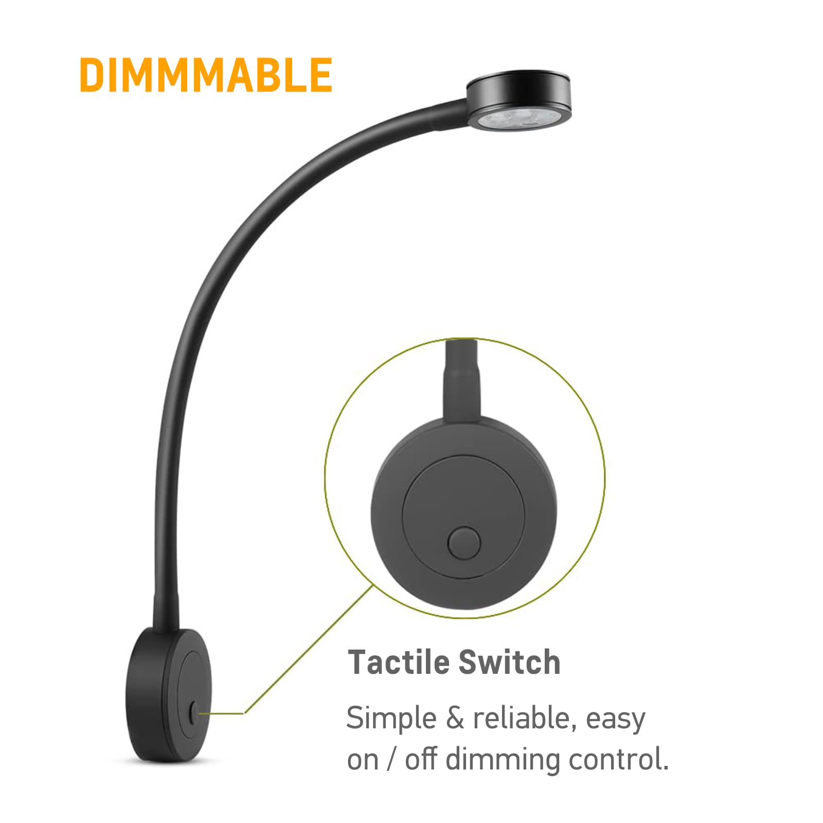 Acegoo 12V Led Reading Light, Rv Boat Bedside Reading Lamp, 12 Volt Flexible Gooseneck Bed Light For Camper Van Trailer Truck Motorhome, Integral Switch & Usb Charger