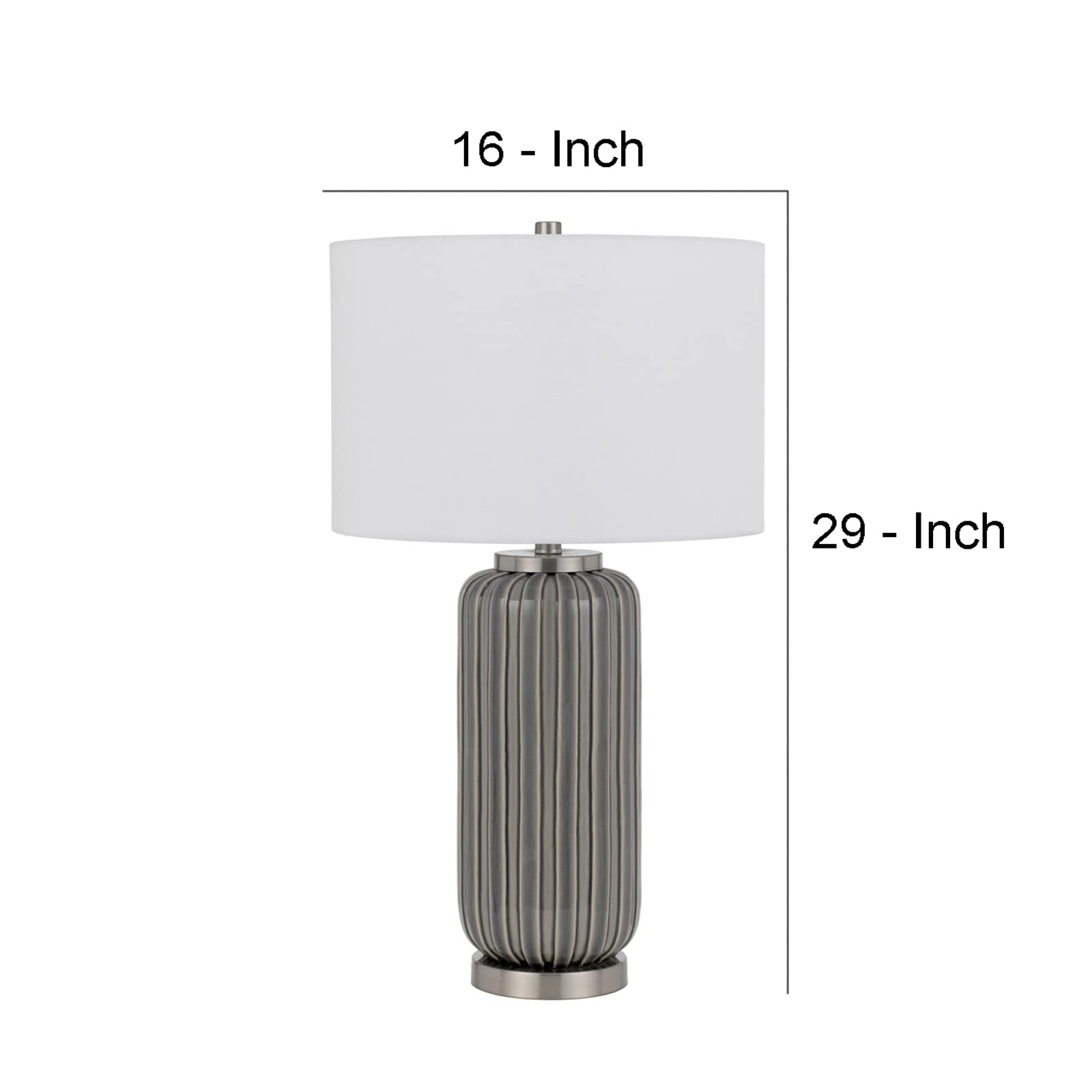 Benzara Ceramic Table Lamp with Dimmer, 29 in., Gray, Model BM272340