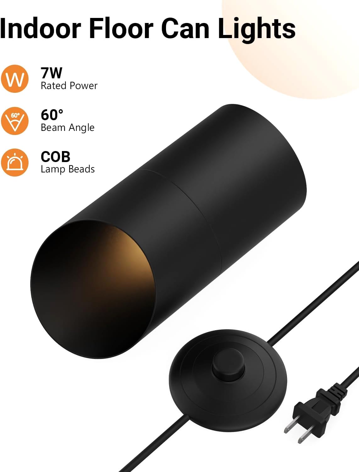 Abovizo LED Floor Can Lights 2 Pack - Dimmable Indoor Uplighting, Remote, Timer, 3 Color Temps, Black, Metal, Model AB00/07M