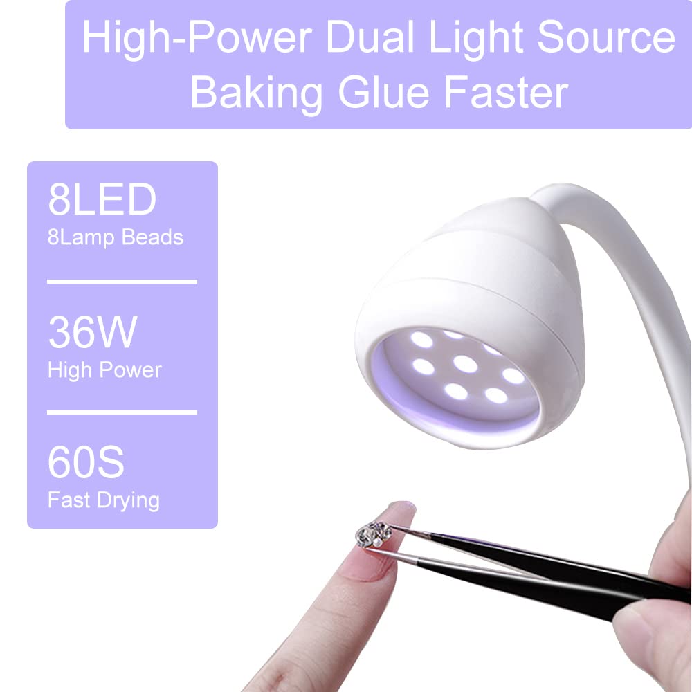 Meitawilltion 36W UV LED Desk Light with Storage Box,Flexible Gooseneck Desk Light with Switch,Portable Glue Curing Lamp Light f