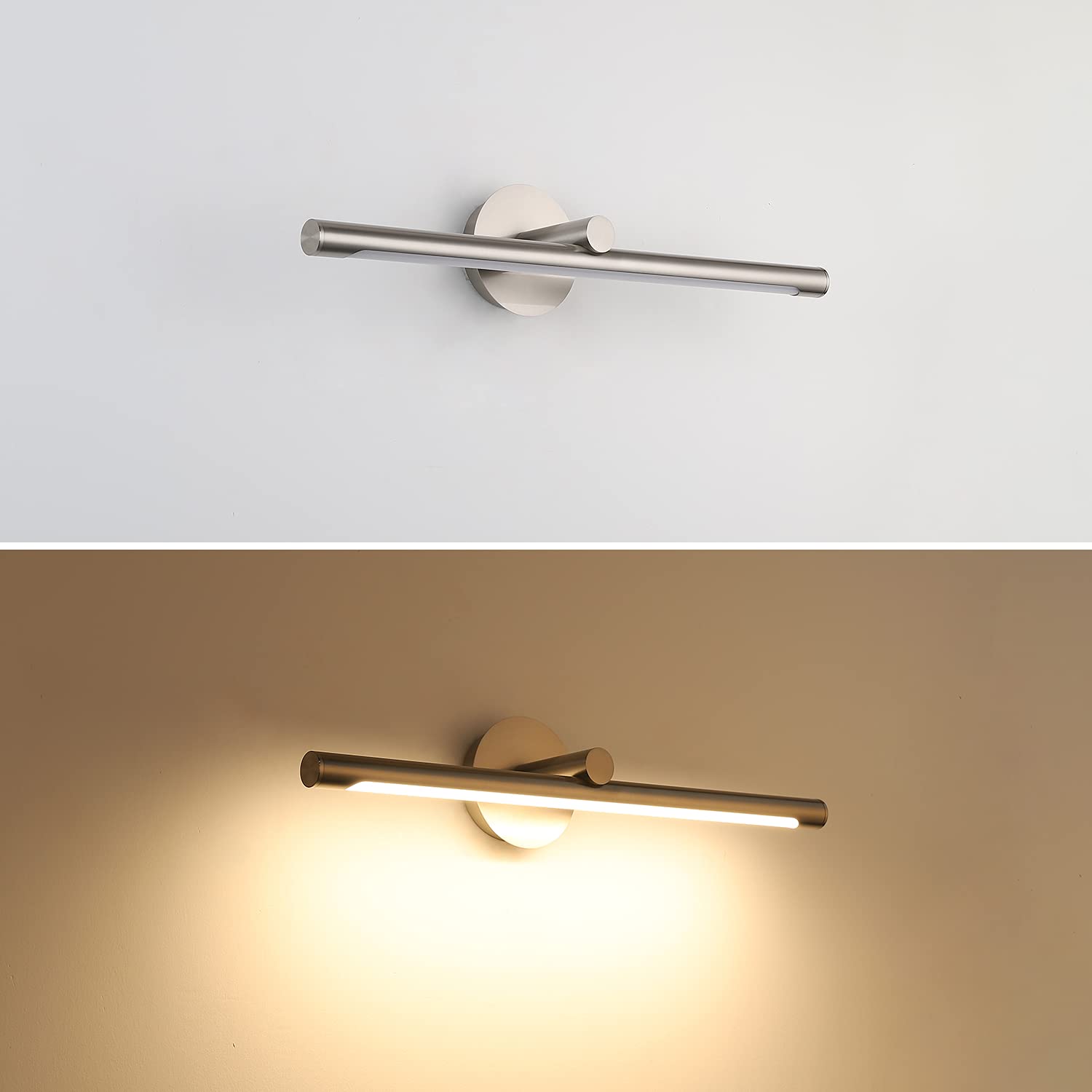 JUSHENG Picture Light, 12W Brushed Nickel Metal, 24.21in Inch, Hardwired, 3000K Warm White, Model 9050