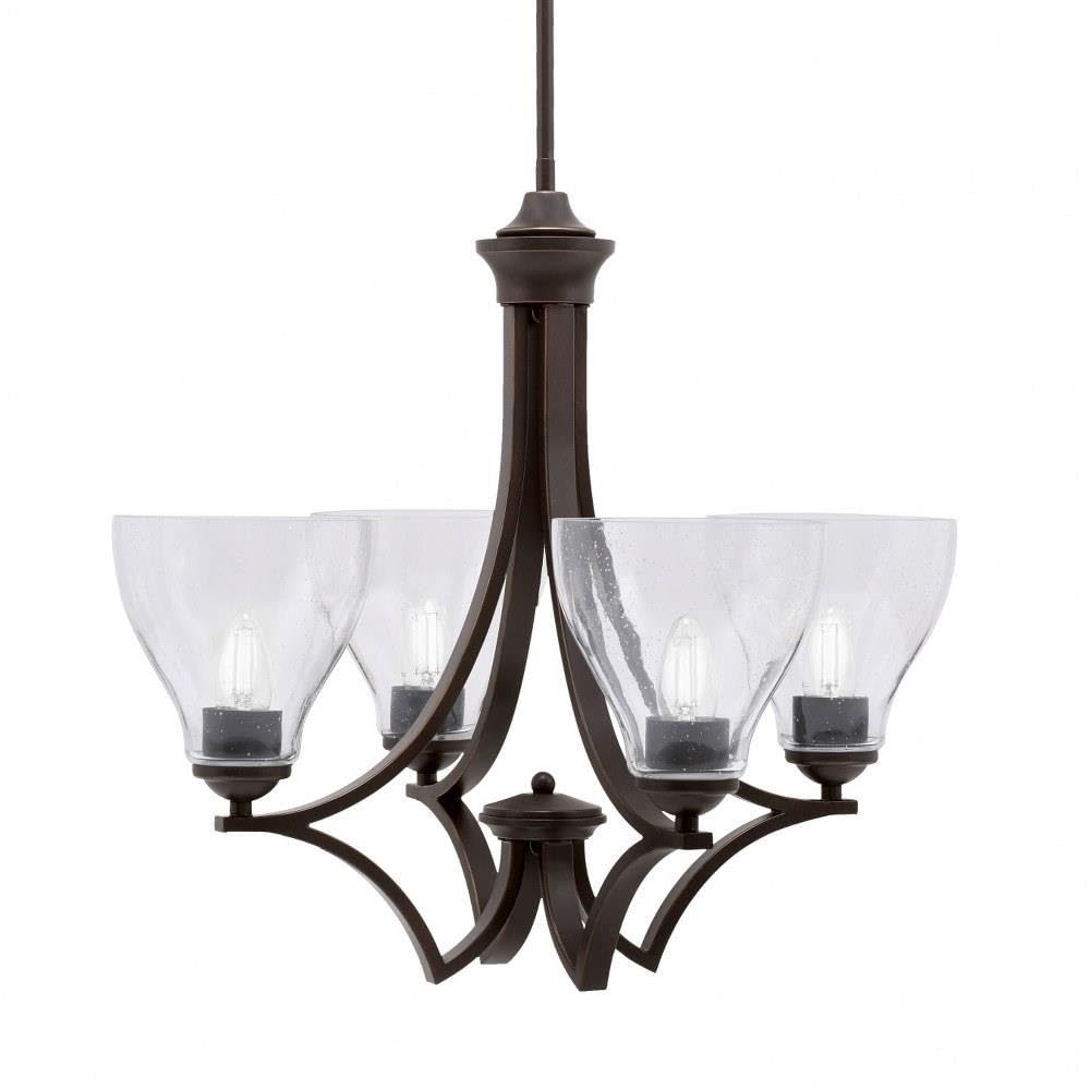 Toltec Lighting 564-DG-4760 Zilo - 4 Light Uplight Chandelier-19.75 Inches Tall and 21.25 Inches Wide, Finish Color: Dark Granite, Glass Color: Clear Bubble