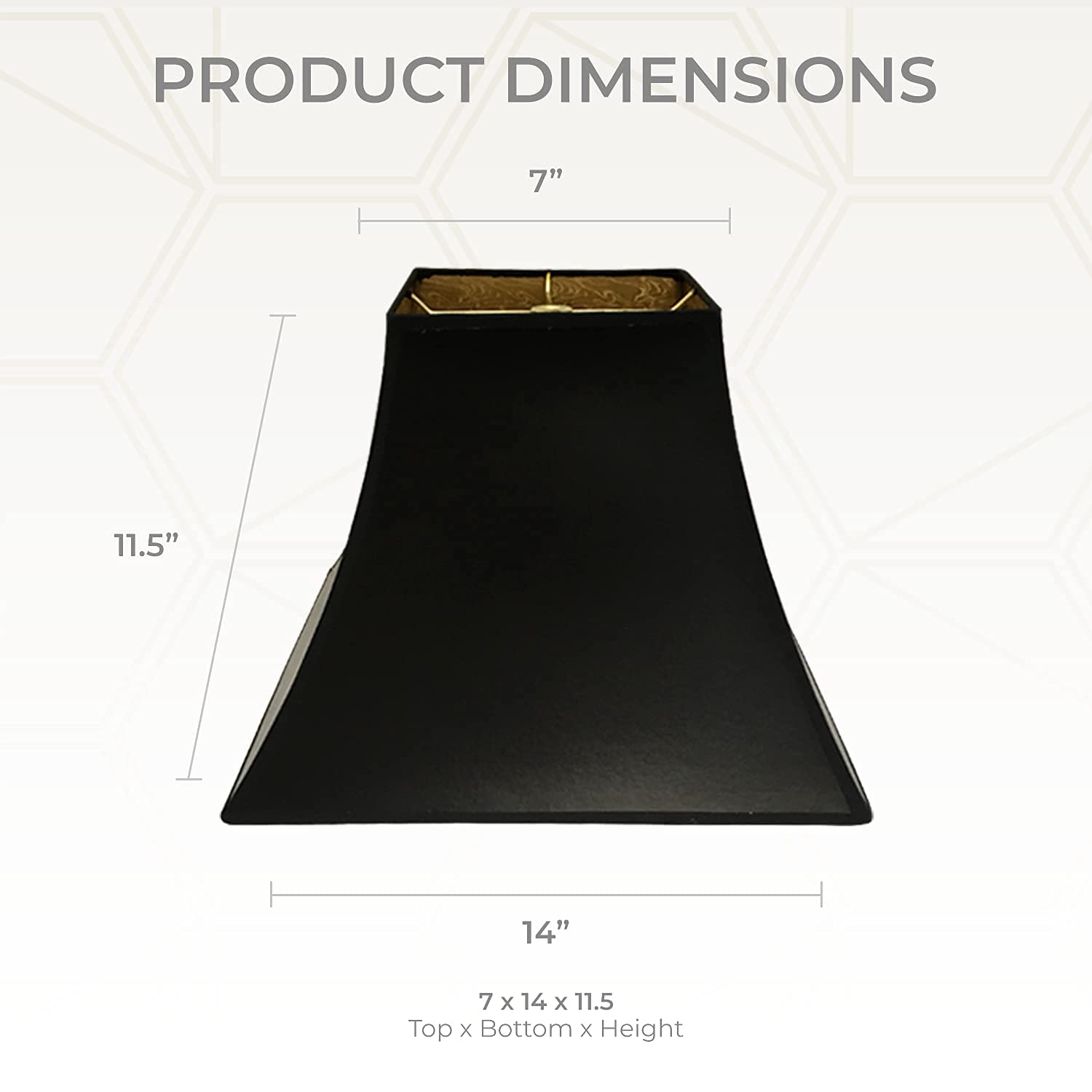 Royal Designs, Inc Hb-628-14Blk/Gl Black Royal Designs 14&quot; Square Bell Hardback Lamp Shade With Ponyhair Gold Lining (7 X 7) X (14 X 14) X 11.5