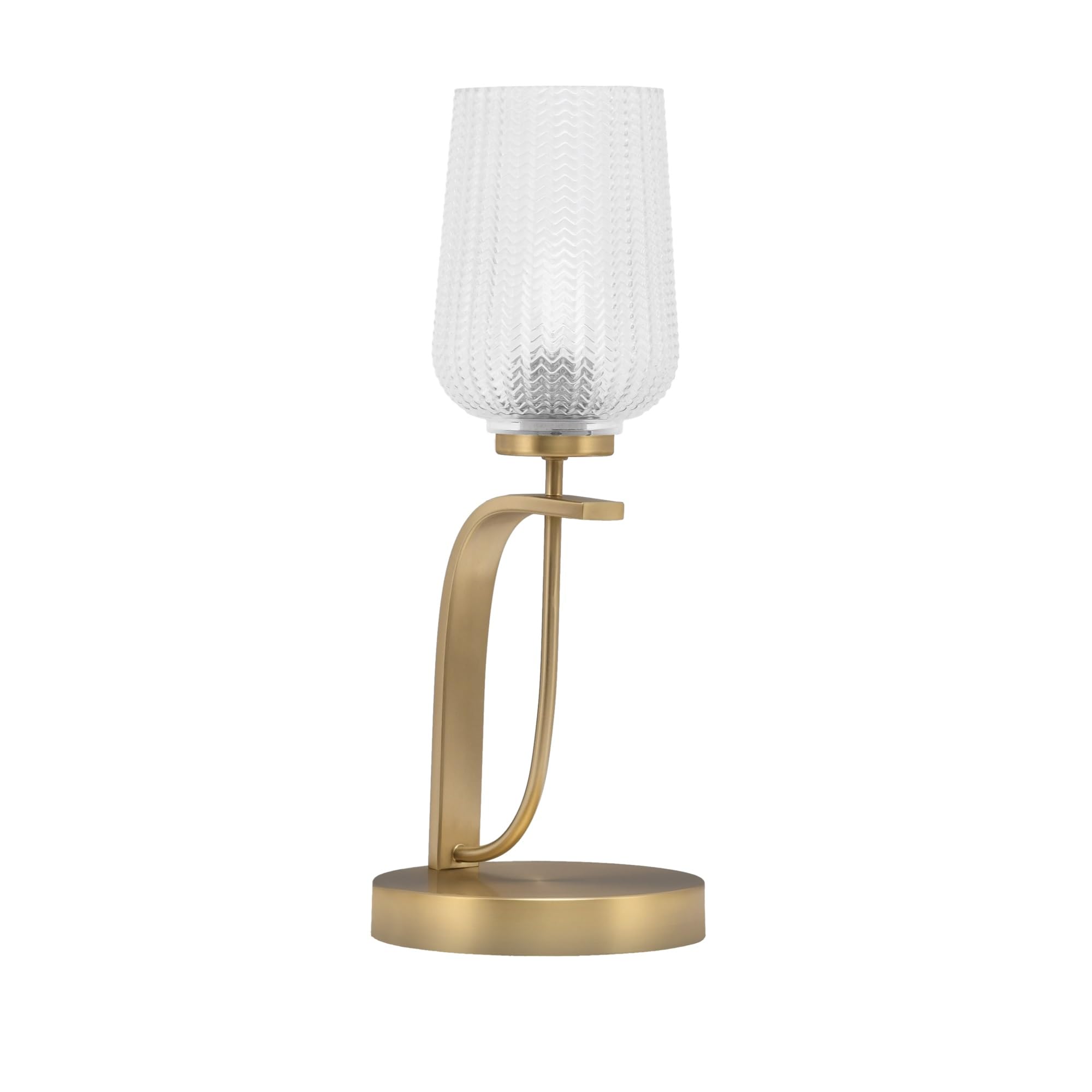 Toltec Lighting Cavella Accent Lamp, New Age Brass Finish, 5&quot; Clear Textured Glass