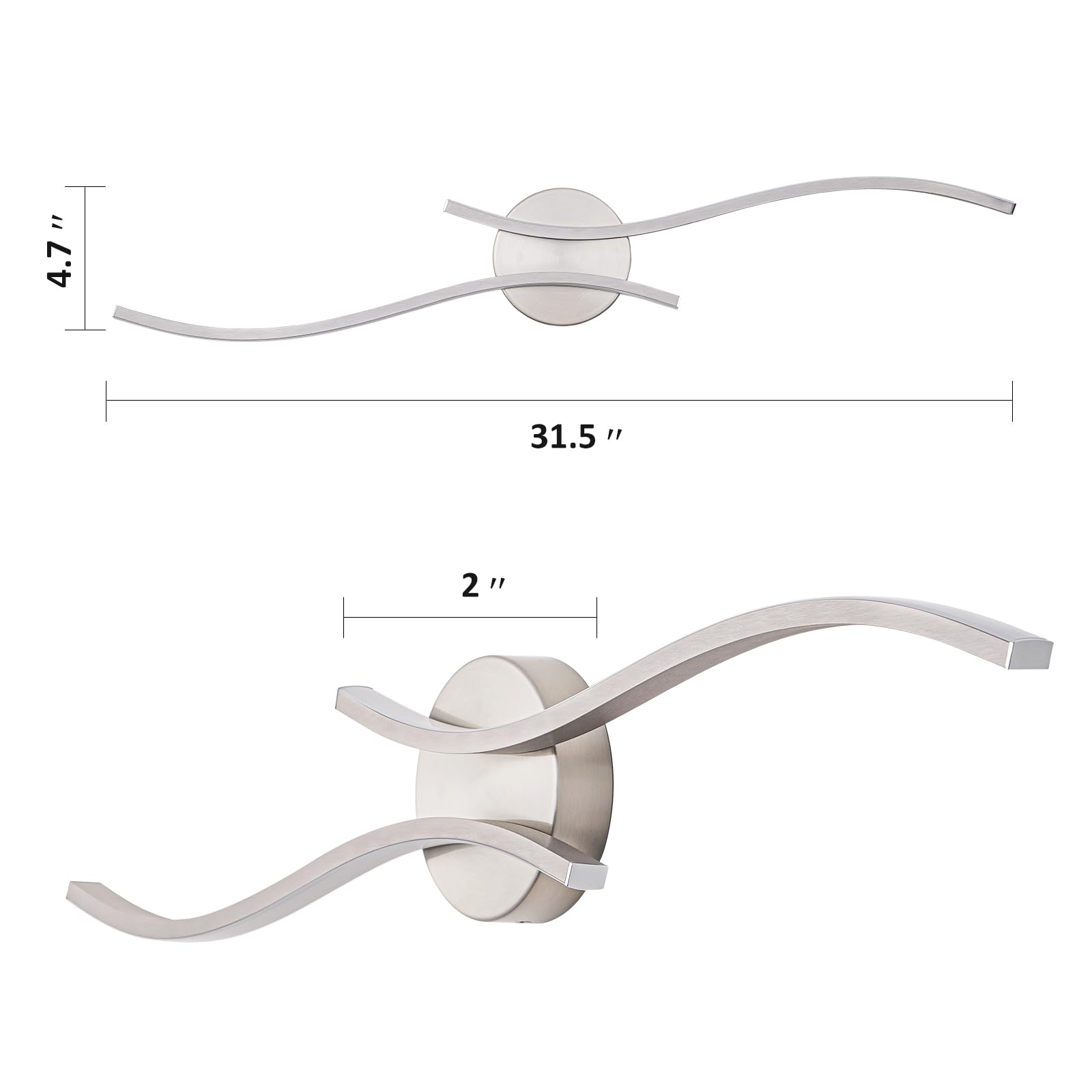 Huoku Modern Bathroom Vanity Light  32Inch Dimmable Brushed Nickel Bathroom Lighting Fixtures Over Mirror  23W Aluminum Wall Light For Living Room 6000K White Light