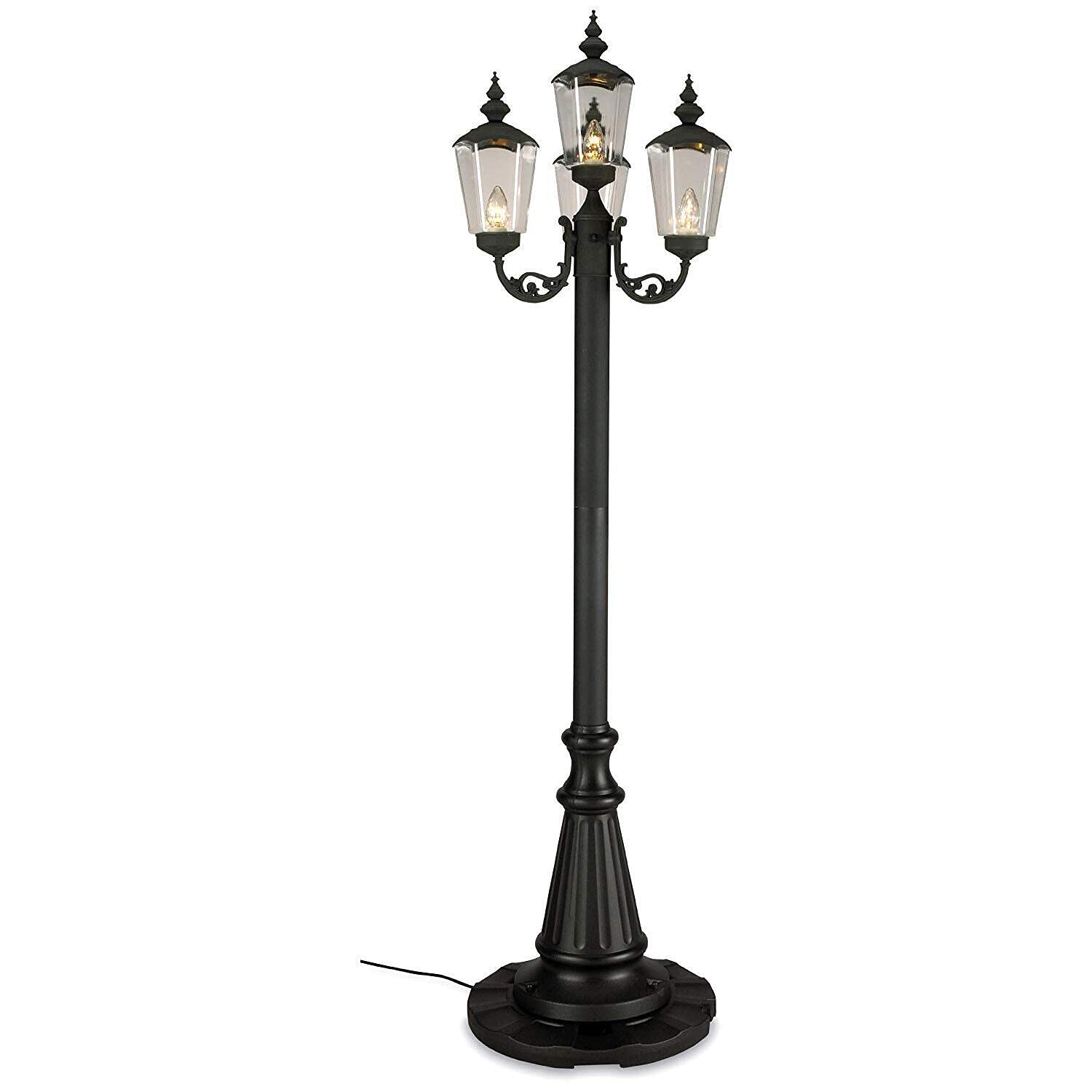 Patio Living Concepts 00440 Cambridge Four Lantern Patio Lamp, Park Style - Black