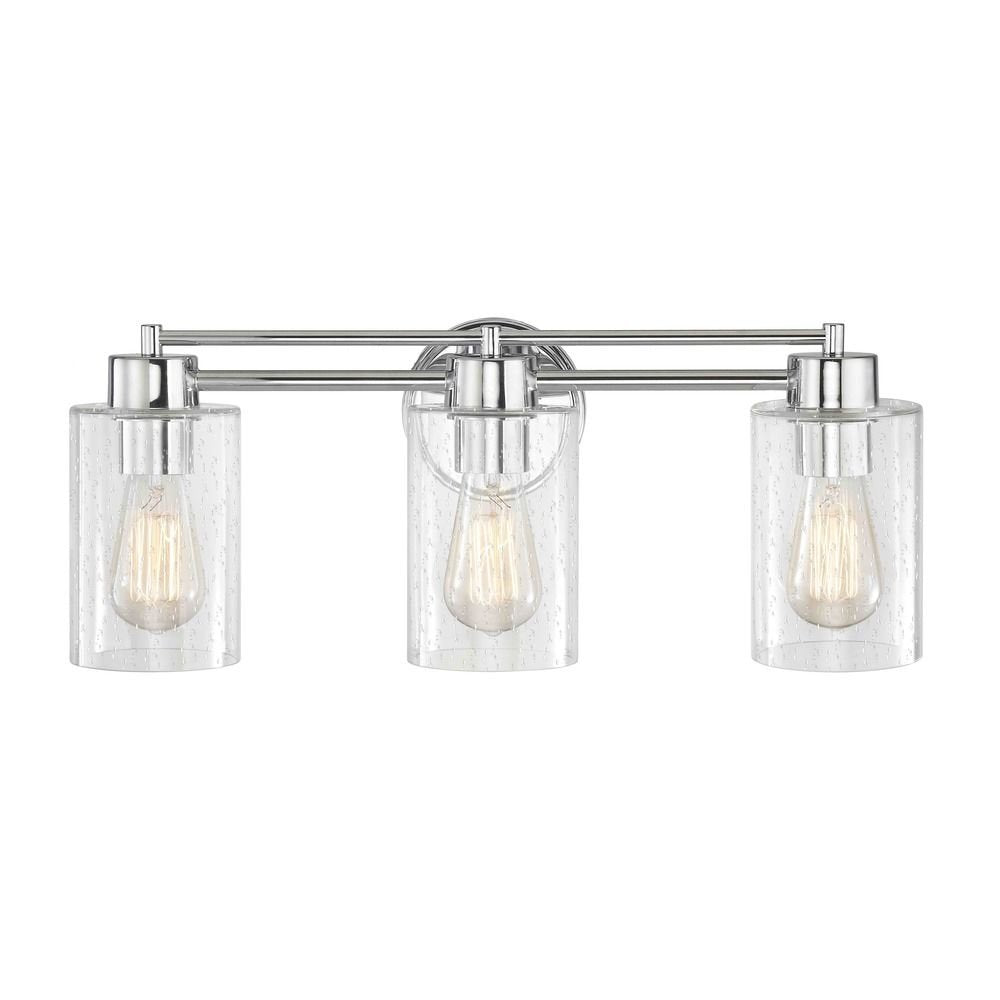 Design Classics Chrome 3-Light Seeded Glass Bathroom Light Fixture