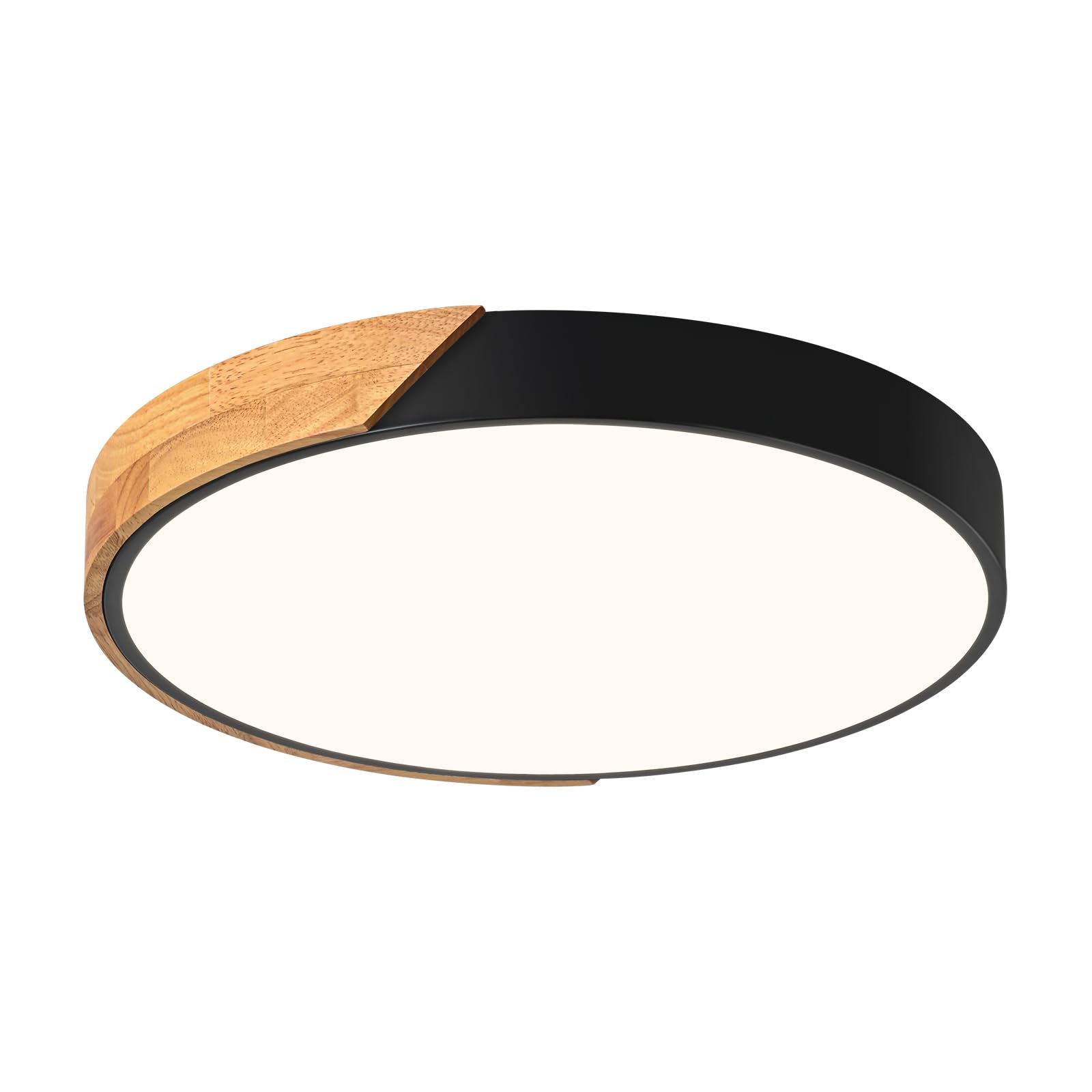 Vikaey Modern LED Ceiling Light Fixture, 15.8in Black Metal Circular Design, Not Dimmable, Acrylic Lampshade