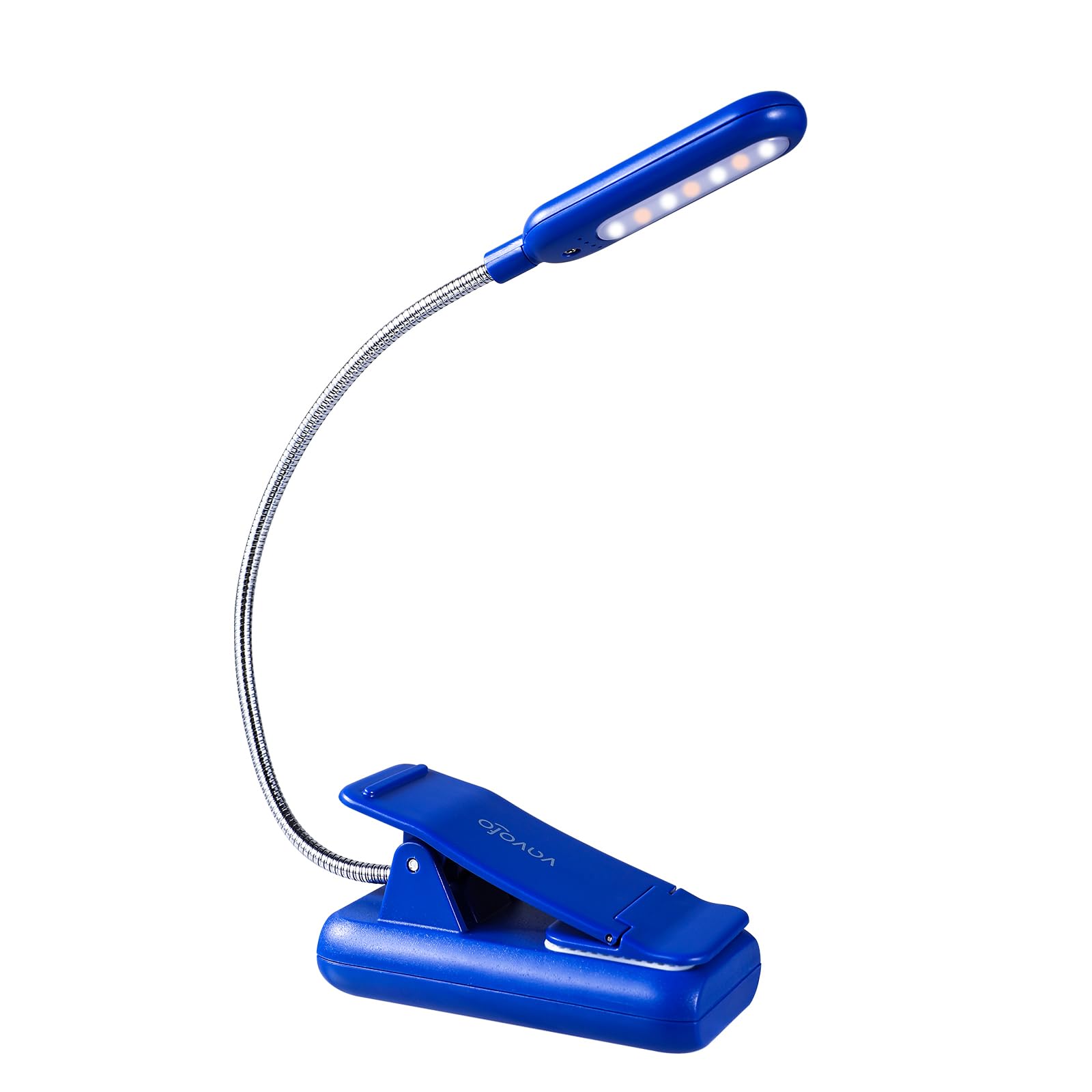 VAVOFO Rechargeable Book Light, 7 LED, 9-Level Warm Cool White, Eye Care Lamp, Royal Blue, Model KM-6720