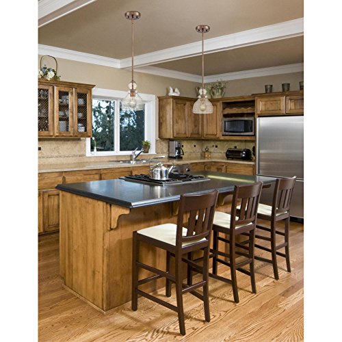 Westinghouse 6356400 Adjustable Indoor Mini-Pendant Light, Washed Copper Finish With Handblown Clear Seeded Glass