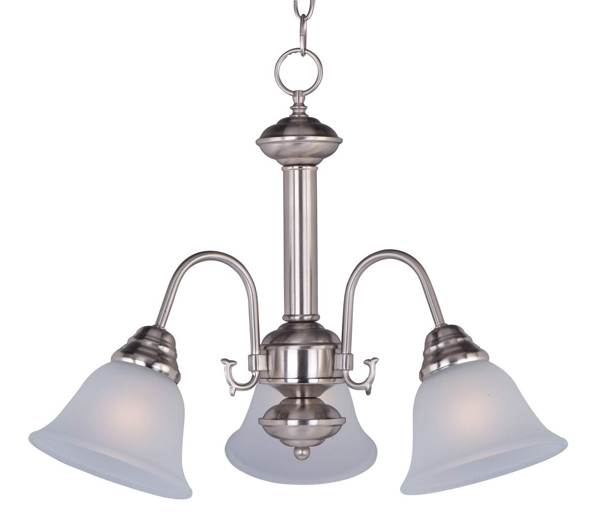 Maxim Three Light Chandelier, Satin Nickel, Iron, 20x15.5 Inches, Model 2697FTSN