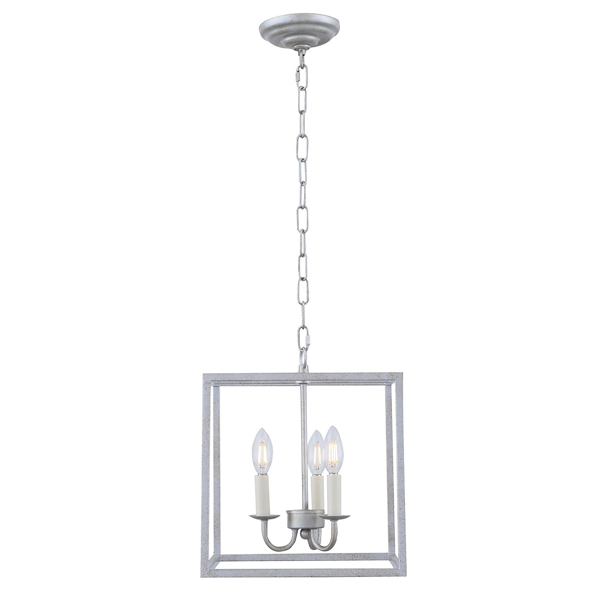 Living District Vintage Silver 3-Light Ceiling Pendant - Modern Home Decor, 12&quot;W X 13.75&quot;H