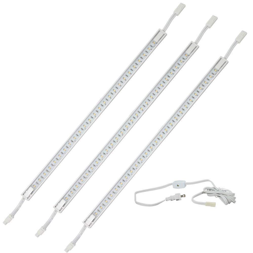 3 x 16&quot; LED Strip Kit - White Cover with Warm White Light (3,000k) - Under Cabinet Furniture 120v/110v - Dimmable - Line Voltage - Professional Grade Electrician