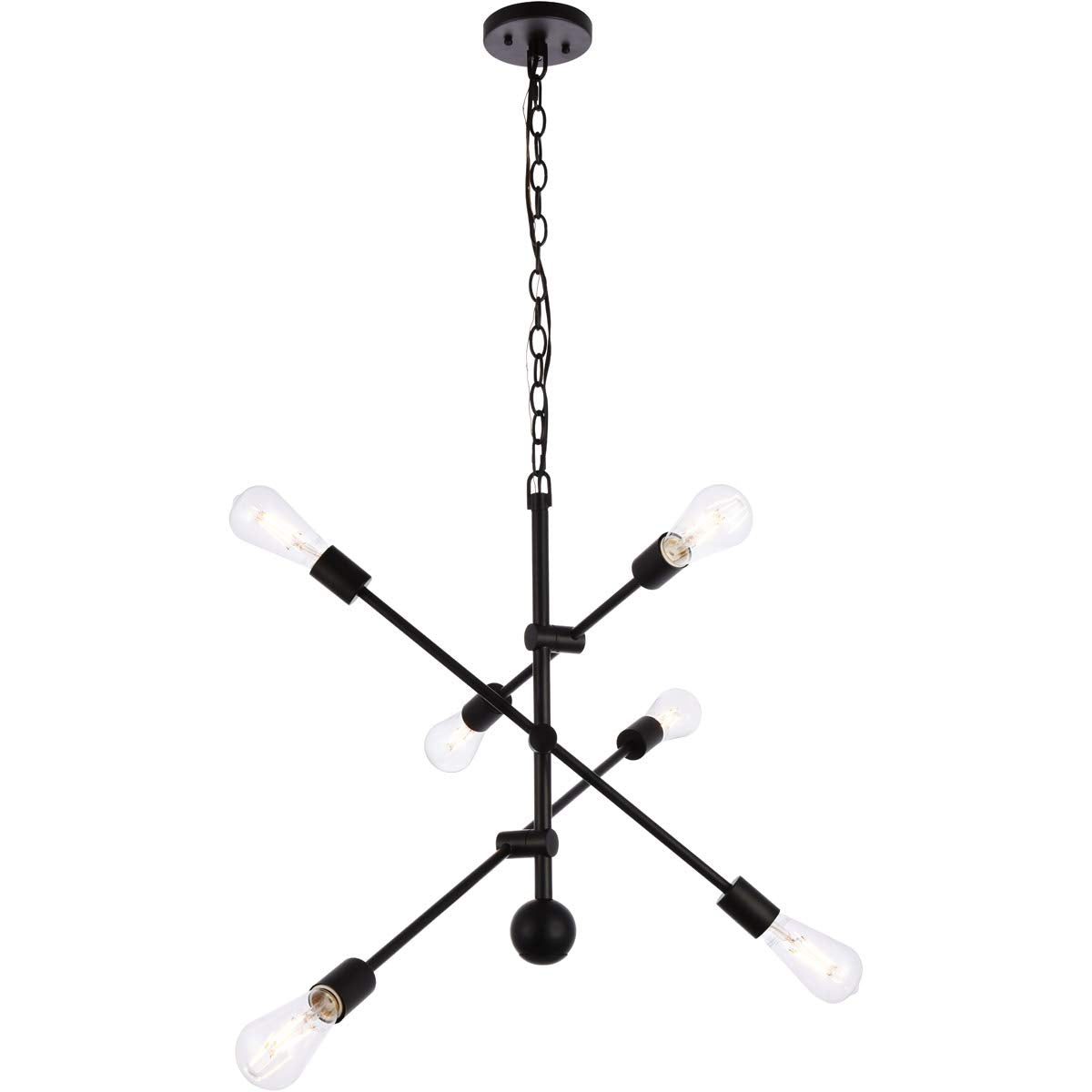 Living District Axel 6-Light Mid-Century Metal Pendant in Black