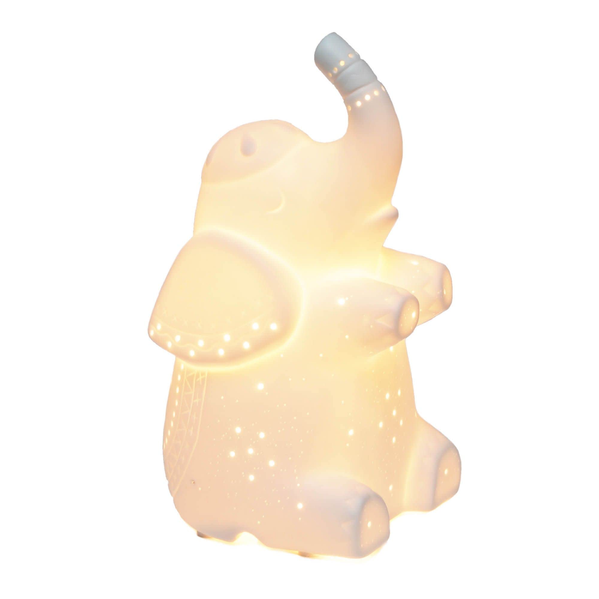 Simple Designs Elephant Night Light Table Lamp, White Porcelain, 4.56x4.01x8.18, Model LT3337-WHT