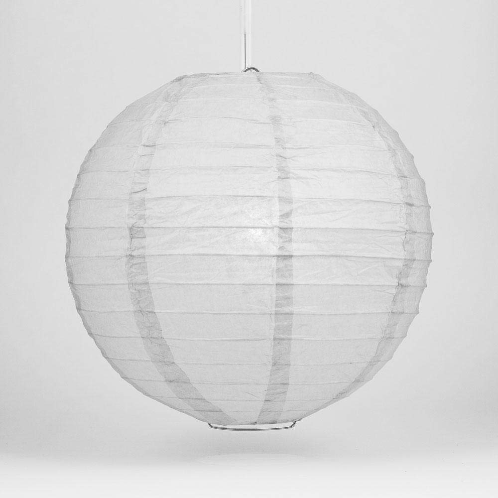 Quasimoon Paper Lanterns, 16 Inch Gray, 5-Pack, Round Paper Lanterns, Even Ribbing, Hanging Decoration