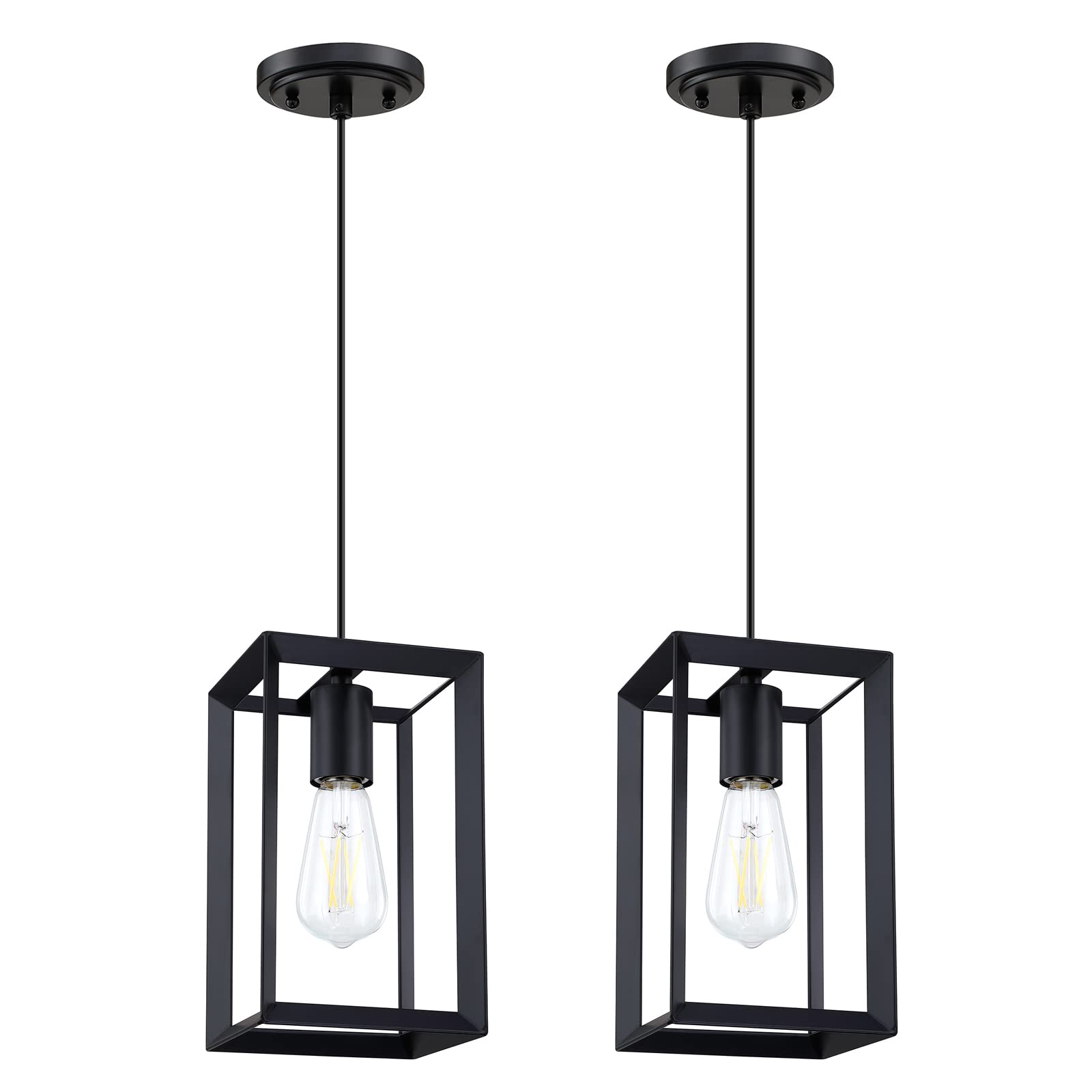 Dolaimy House 2 Pack 1 Light 5.7 Inch Cage Hanging Farmhouse Indoor Kitchen Island Oil Rubbed Bronze Finish Pendant Lighting for