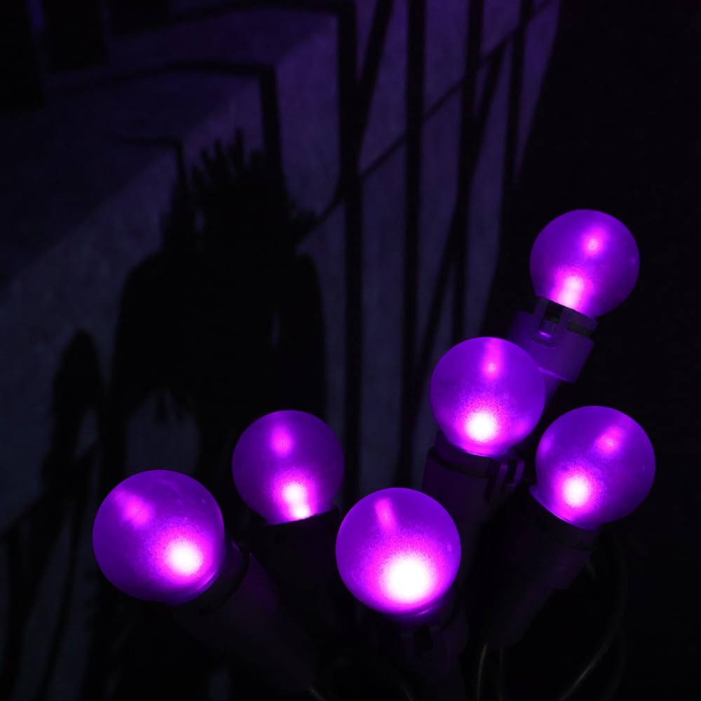 Solduce Halloween Lights String Purple G15 Globe String Light 50 Led 13.5Ft Plug In Faily Lights Christmas Lights Halloween Tree