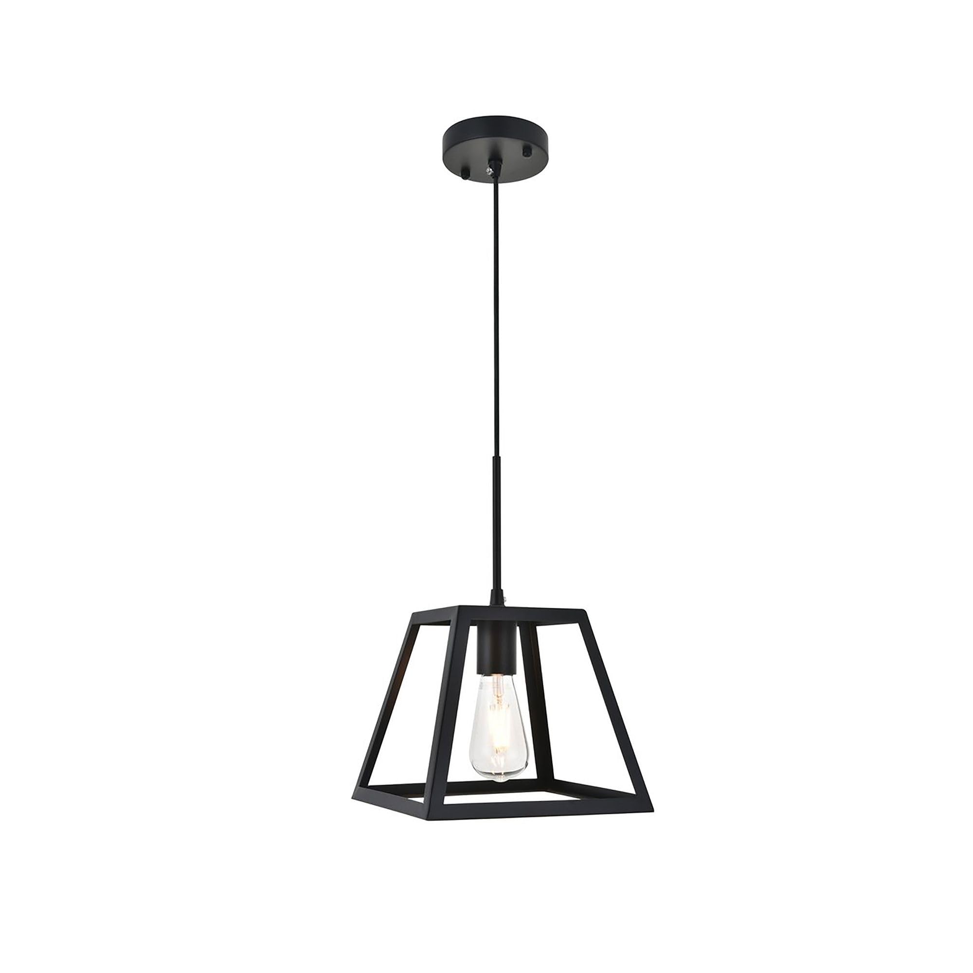 Living District Resolute 1-Light Mid-Century Metal Pendant in Black