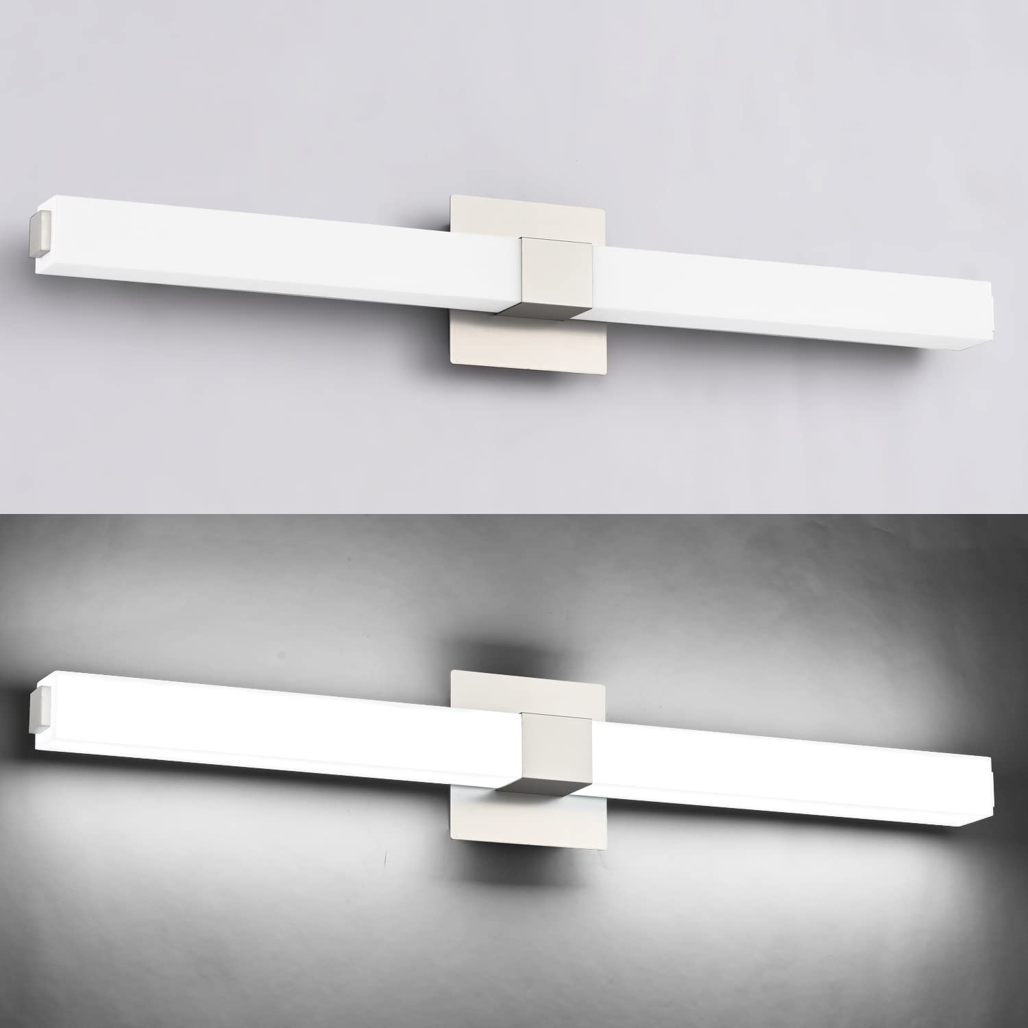 ZUZITO 32in LED Bathroom Light Fixtures, Brushed Nickel Modern Vanity Lighting, Dimmable, Model S16001-810mm-6000K