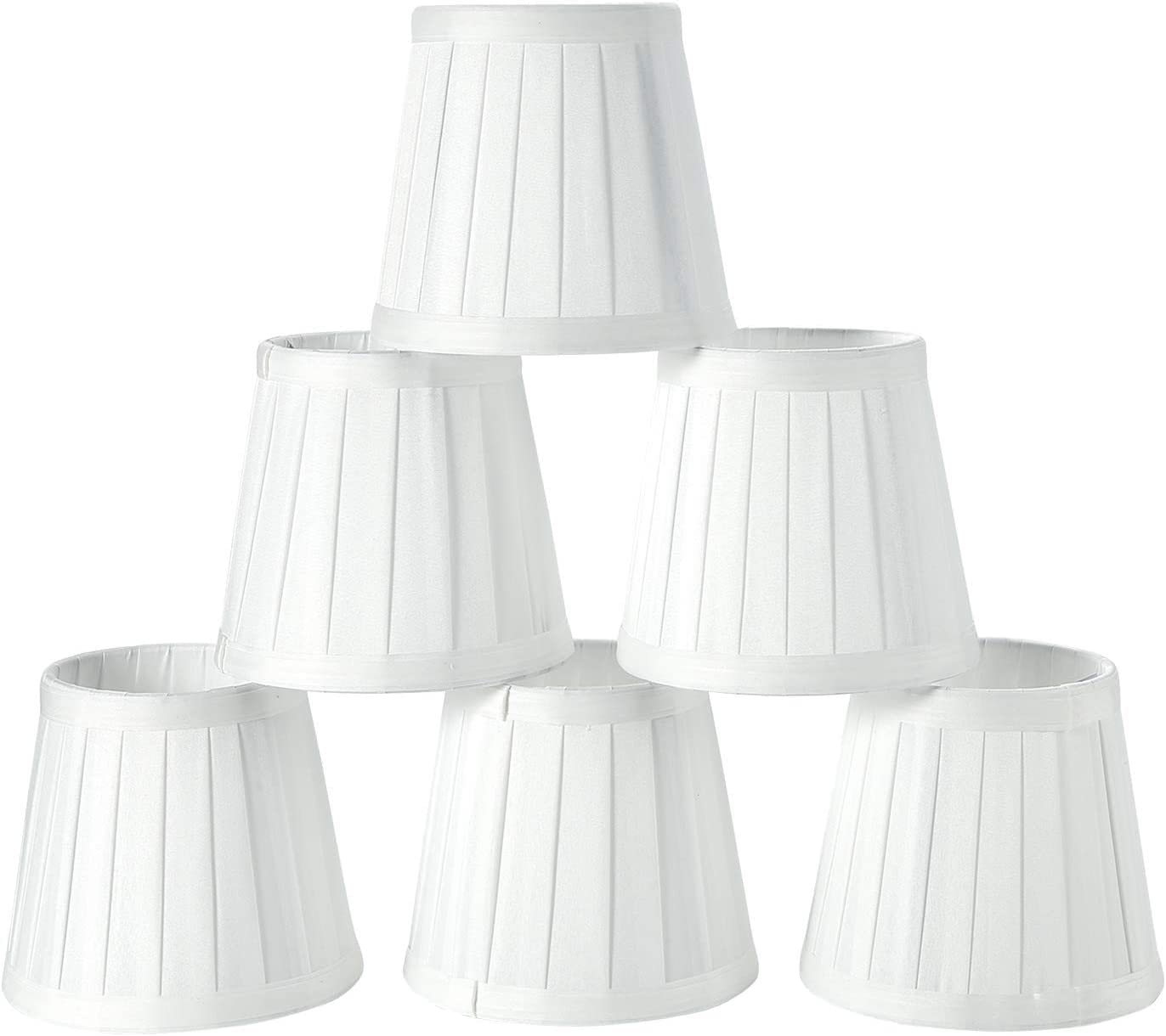 Fuloon Small Clip-On Lamp Shades, White Pleats, 3.3x4.3x4.7 in, 6 Pack