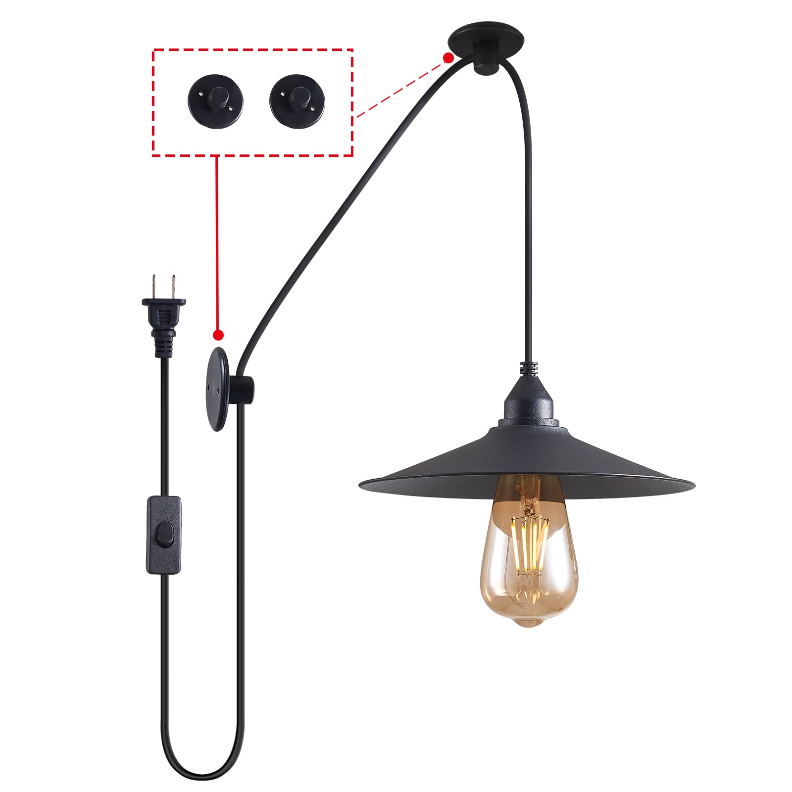 KOLAKODLUX Hanging Lamp with Plug in Cord Outdoor Lamps for Patio Waterproof Waterproof Pendant Light with Plug Outdoor Lamps fo