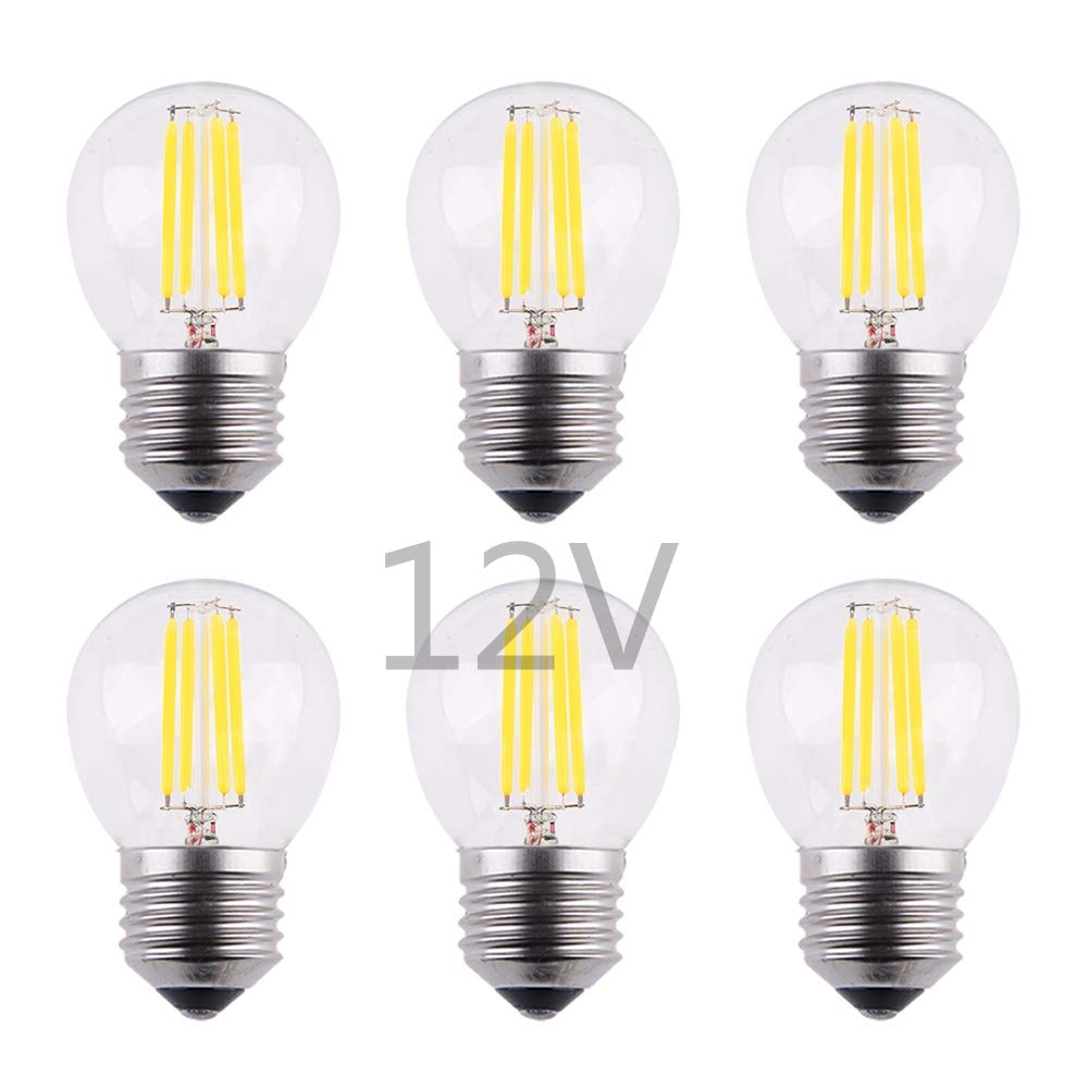 Opalray 4W Dimmable Led Mini Globe Bulb, 12V Warm White Light, E26 Base, 