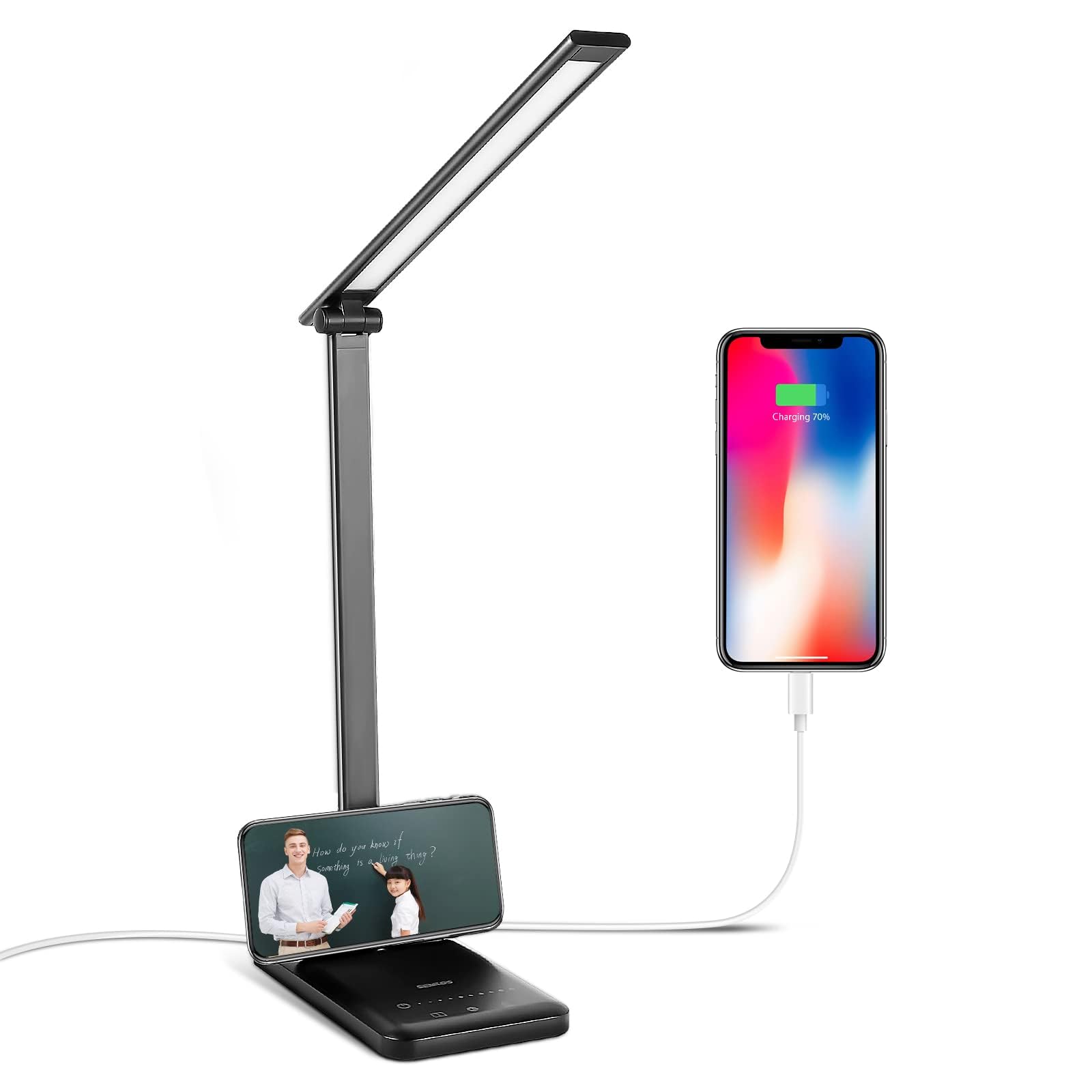 Semlos LED Desk Lamp, Eye-Caring Table Lamps with 5 Brightness Levels & 5 Lighting Modes, 45 Min Auto Timer, Touch Control and M