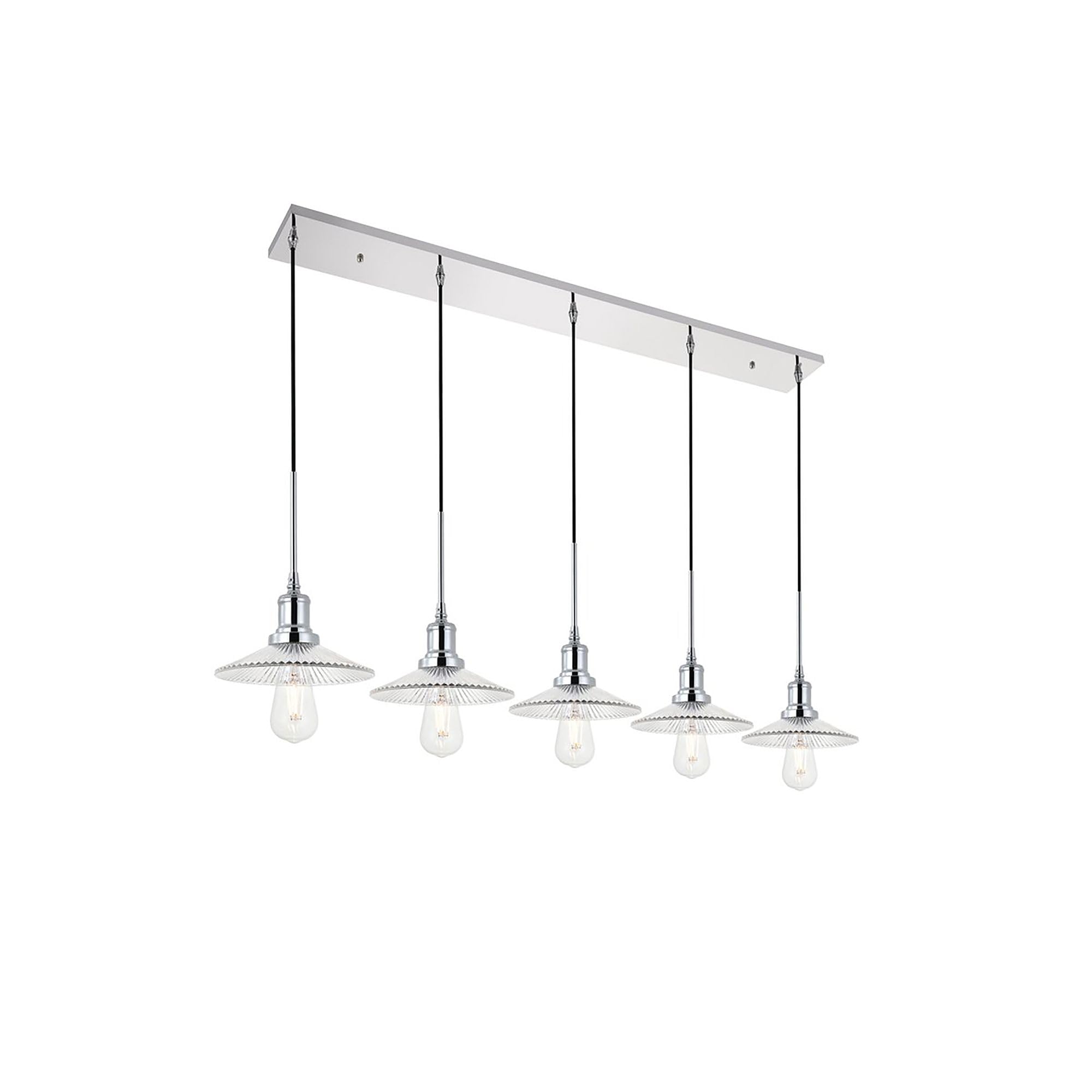 Living District Chrome 5-Light Pendant Ceiling Fixture - Modern Decorative Lighting