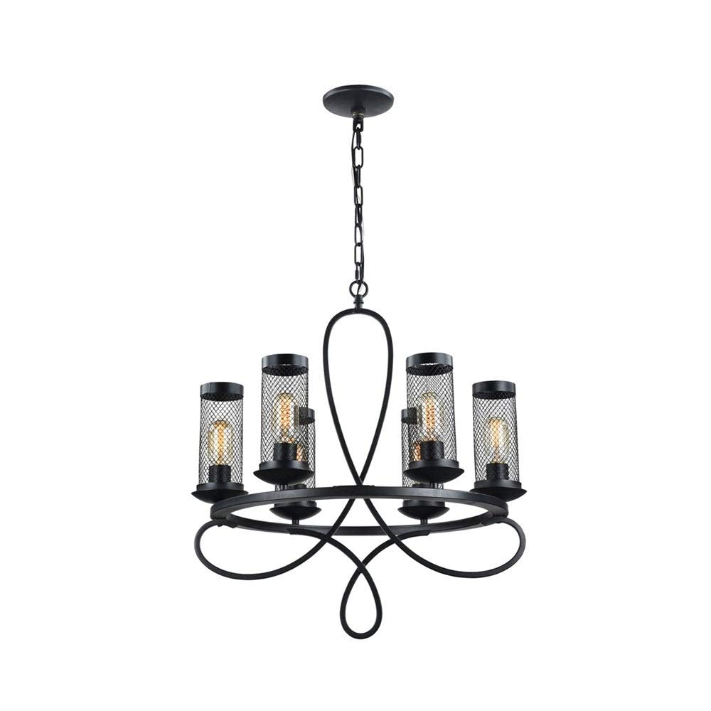 Zeev Lighting Kenosha 6-Light Rustic Black Edison Bulb Chandelier, Metal, 122.25 X 23.25